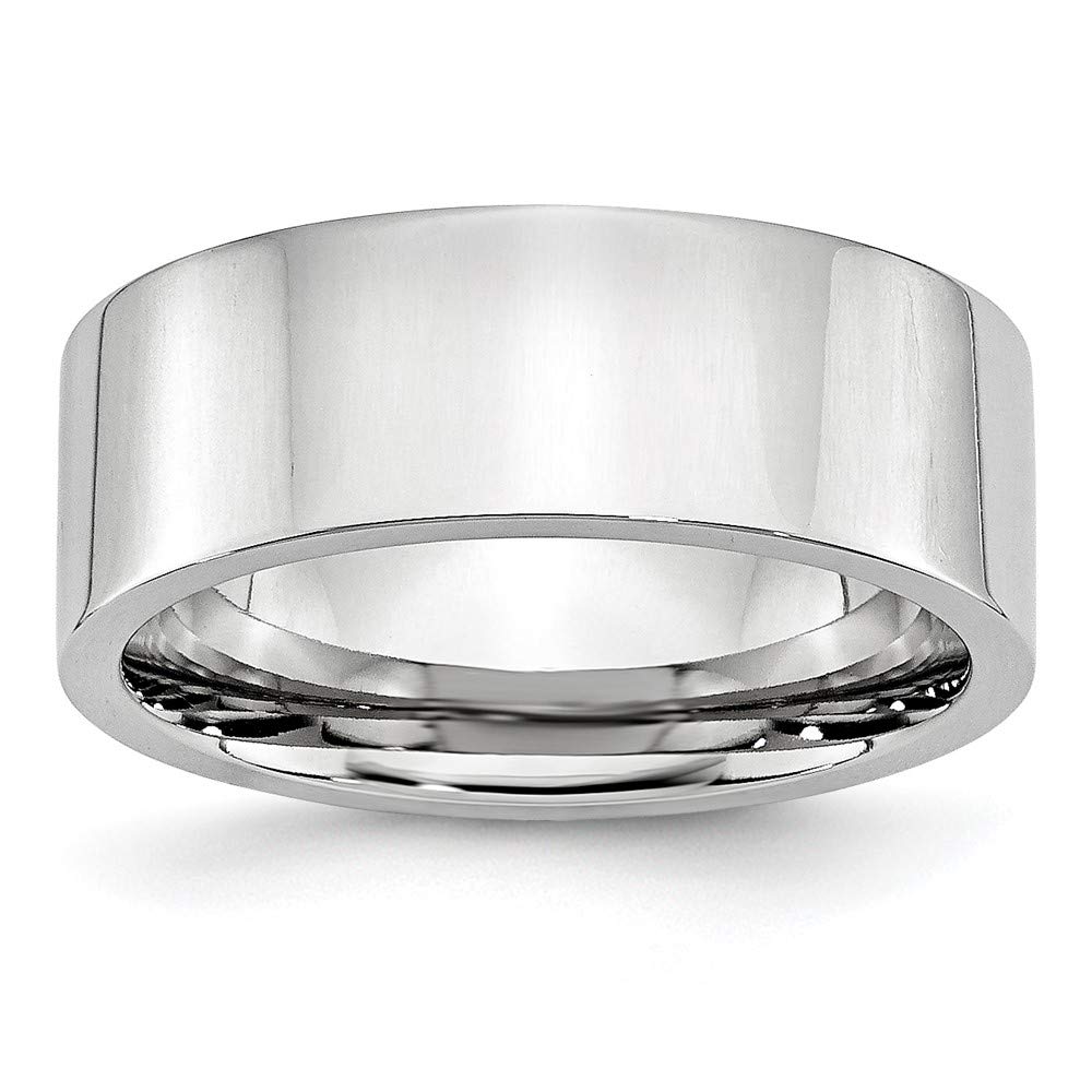 Cobalt Flat Polished 8mm Wedding Band Ring for Men - Durable & Hypoallergenic Cobalt Chrome Jewelry for Grooms, Anniversaries & Special Occasions