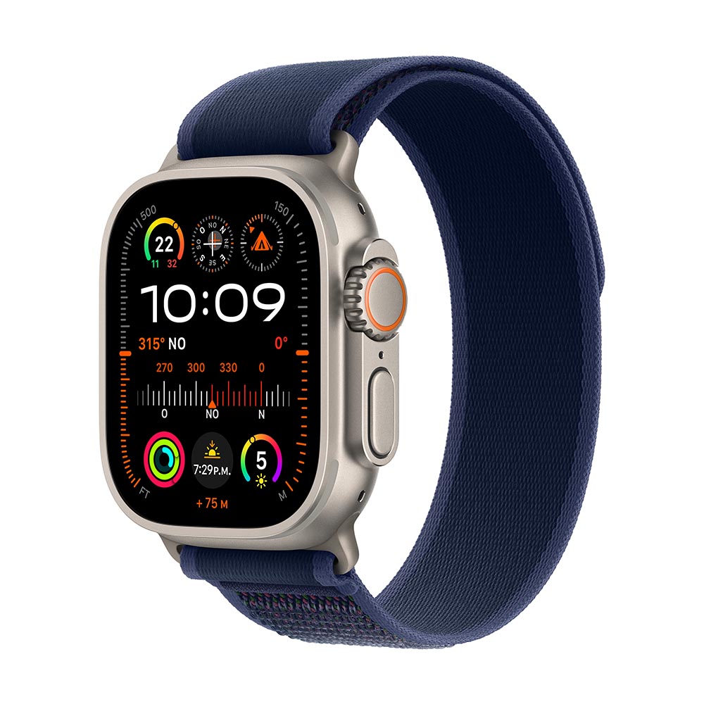 Apple Watch Ultra 2 GPS + Cellular 49mm Titanium Case with Blue Trail Band S/M - Perfect for Outdoor Adventures, Fitness Tracking & Everyday Wear