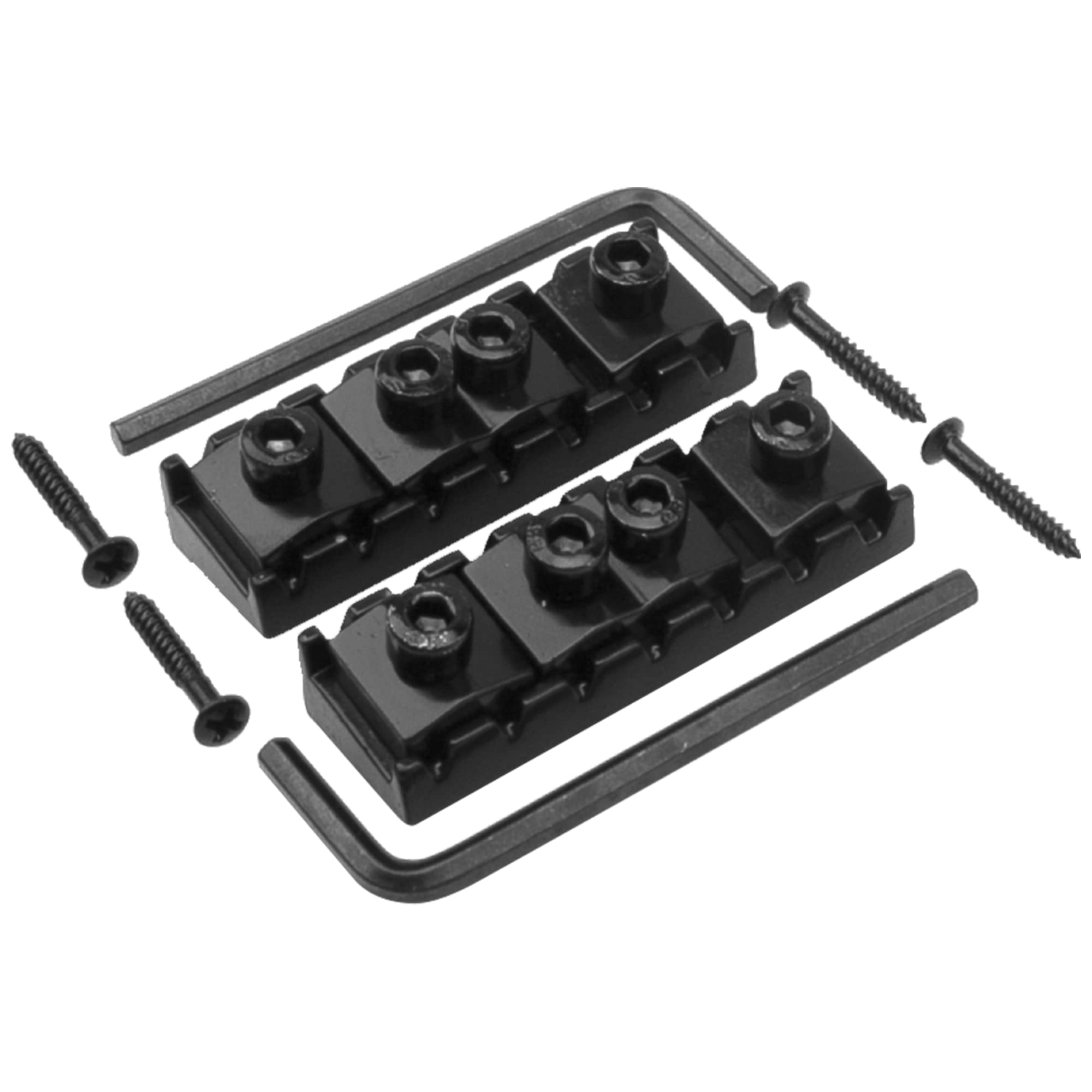 2Pcs Yootones 7 String Electric Guitar Locking Nut, 48mm Floyd Rose Tremolo Bridge Compatible Locking Nut for Electric Guitar (Black) - Perfect for Guitar Upgrades & Professional Performances