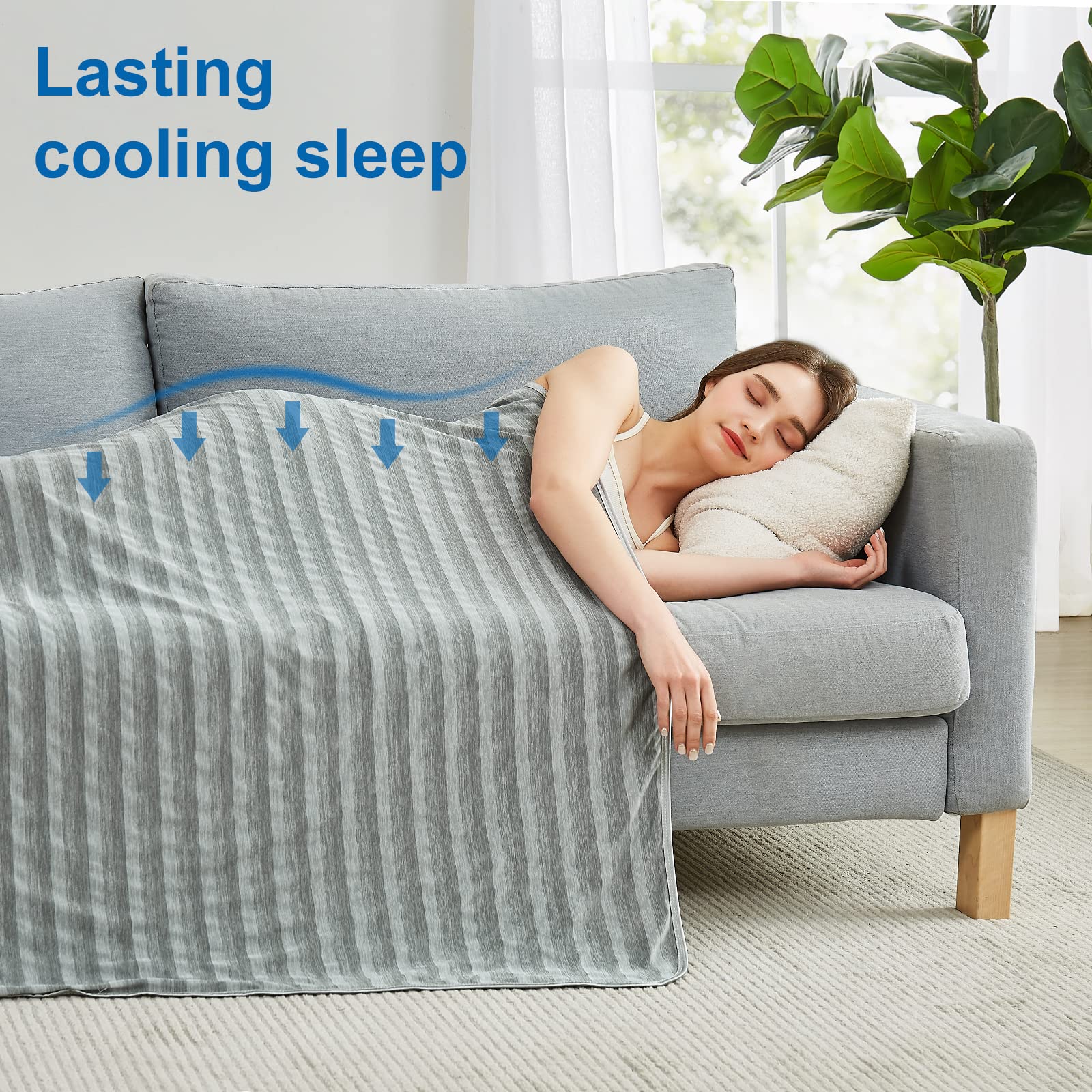 Arc-Chill Q-Max Cooling Blanket for Hot Sleepers - >0.5 Cool Fiber Technology, Summer Weight Throw for Night Sweats Relief - Soft & Lightweight Temperature Regulating Blanket for Adults & Kids - Perfect for Bed, Sofa, and Air Conditioning Comfort