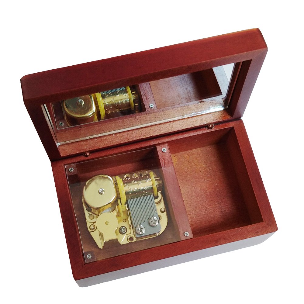 18-Note Antique Wind-Up Wooden Musical Box with Gold-Plated Movement - Plays 'Let It Go' - Perfect for Christmas Gifts, Home Decor & Collectibles