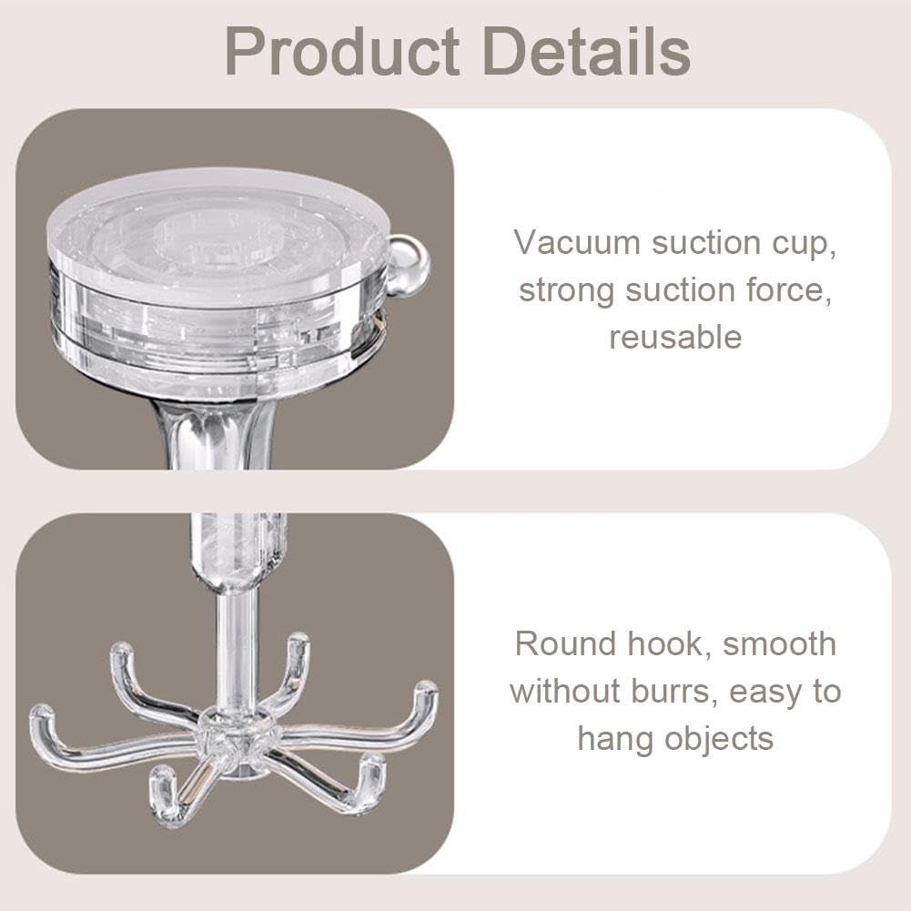 Hanging Utensil Holder with Suction Cup, 360° Rotating Folding Hook, Wall Mounted Kitchen Organizer for Utensils, Spoons, and Ladles, Perfect for Kitchen and Bathroom Storage