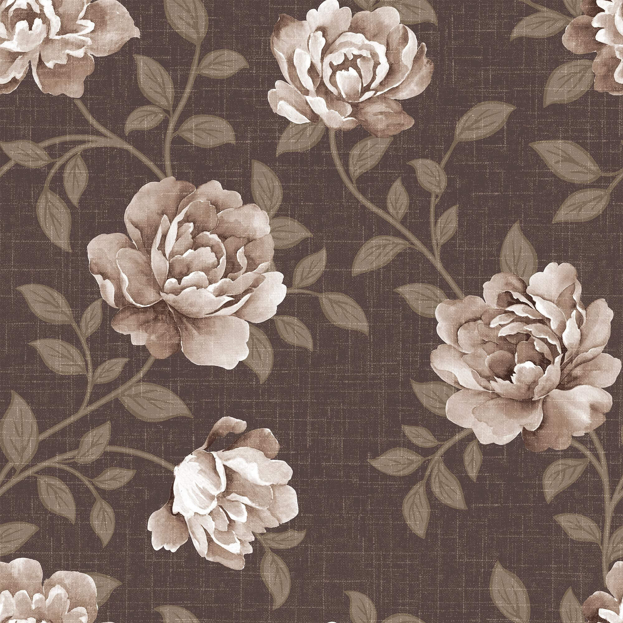 Brown Textured Floral Peel and Stick Removable Wallpaper - Self-Adhesive Wall Decor for Bedroom, Living Room & Nursery - Easy DIY Home Renovation