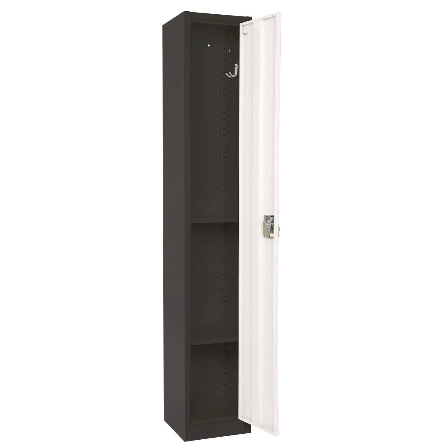 Steel Storage Locker for Office & Home - 12x12x72 Inches, 1 Compartment, Black Body with White Doors - Perfect for Gym, School, Warehouse & Locker Room Organization