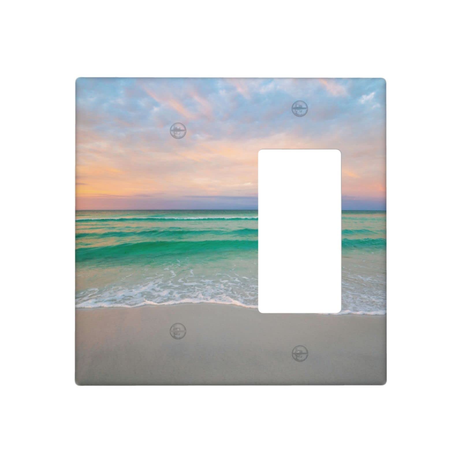 Luxury Turquoise Sea and Sunset Decorative Switch Plates - Elegant Outlet Covers for Light Switch Decor, Blank/Rocker Wall Plate - Perfect for Beach House, Coastal Theme Bedroom & Bathroom Decor