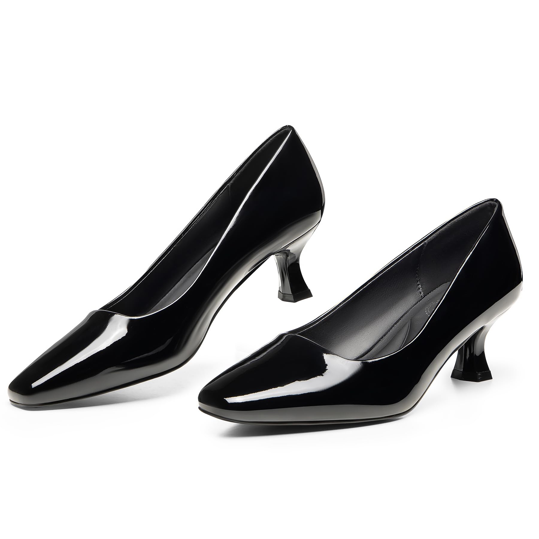 Trary Women's Classic Square Toe Kitten Heel Pumps - Comfortable Low Heel Dress Shoes for Office, Work & Formal Occasions | Closed Toe Casual Pumps for Women | Perfect for Business Attire, Weddings & Professional Events