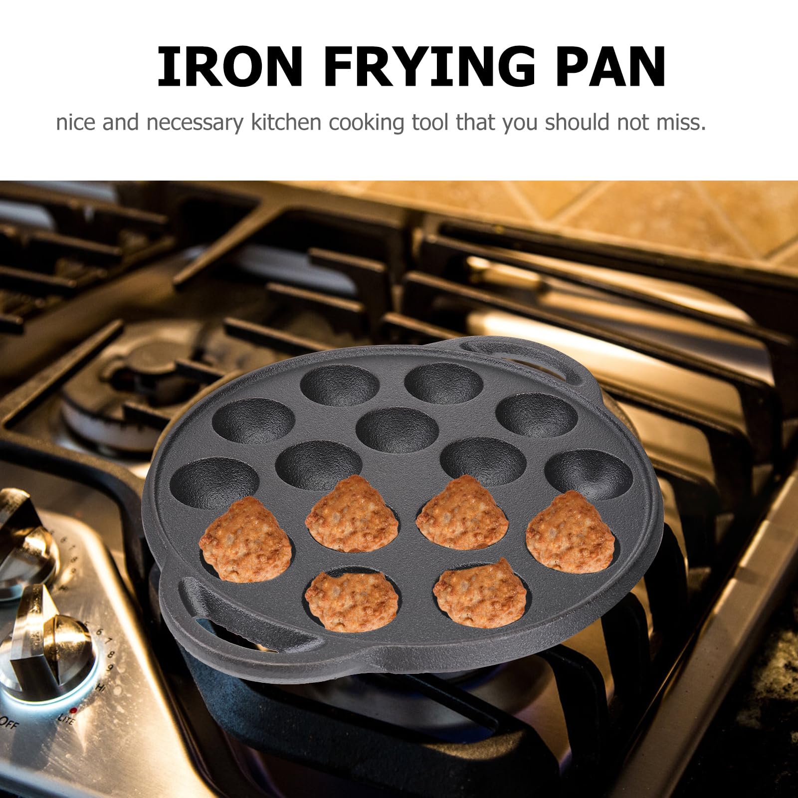 Yardwe 15-Hole Cast Iron Takoyaki Pan - Non-Stick Aebleskiver Pan & Escargot Plate - Octopus Ball Maker with Forks & Brush - Perfect for Japanese Street Food, Danish Pancakes & French Snails at Home