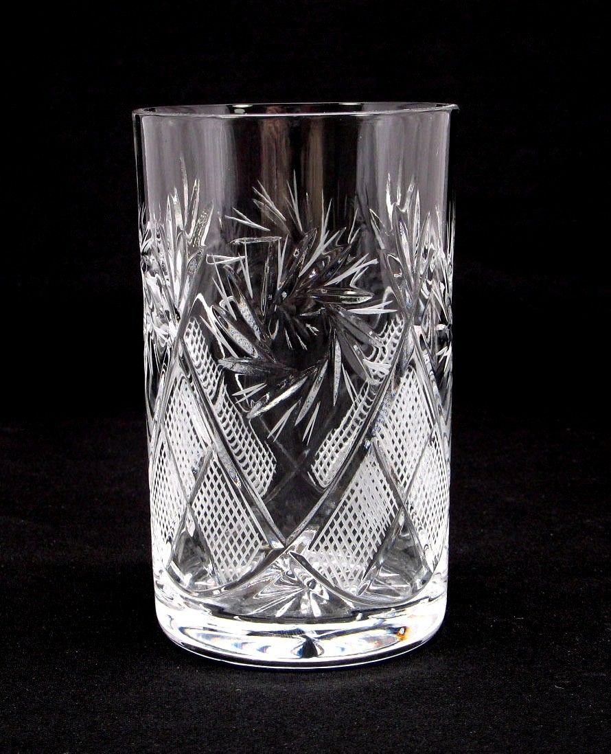 Russian Cut Crystal Tempered Glasses Set of 6 - Vintage USSR Glassware for Tea & Coffee | Fits Metal Podstakannik Holder | Heat & Cold Resistant Drinkware for Home, Restaurant & Gift Use