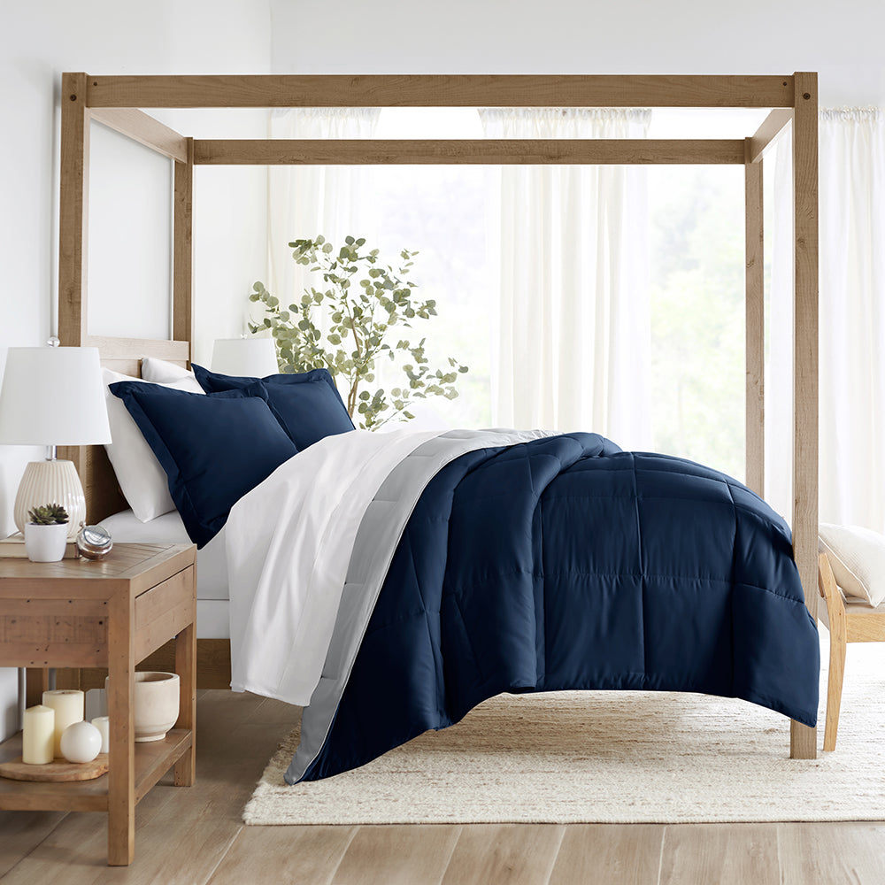 Reversible Down Alternative Comforter Set - Ultra Soft All Season Bedding - Perfect for Master Bedroom, Guest Room & Dorm Room