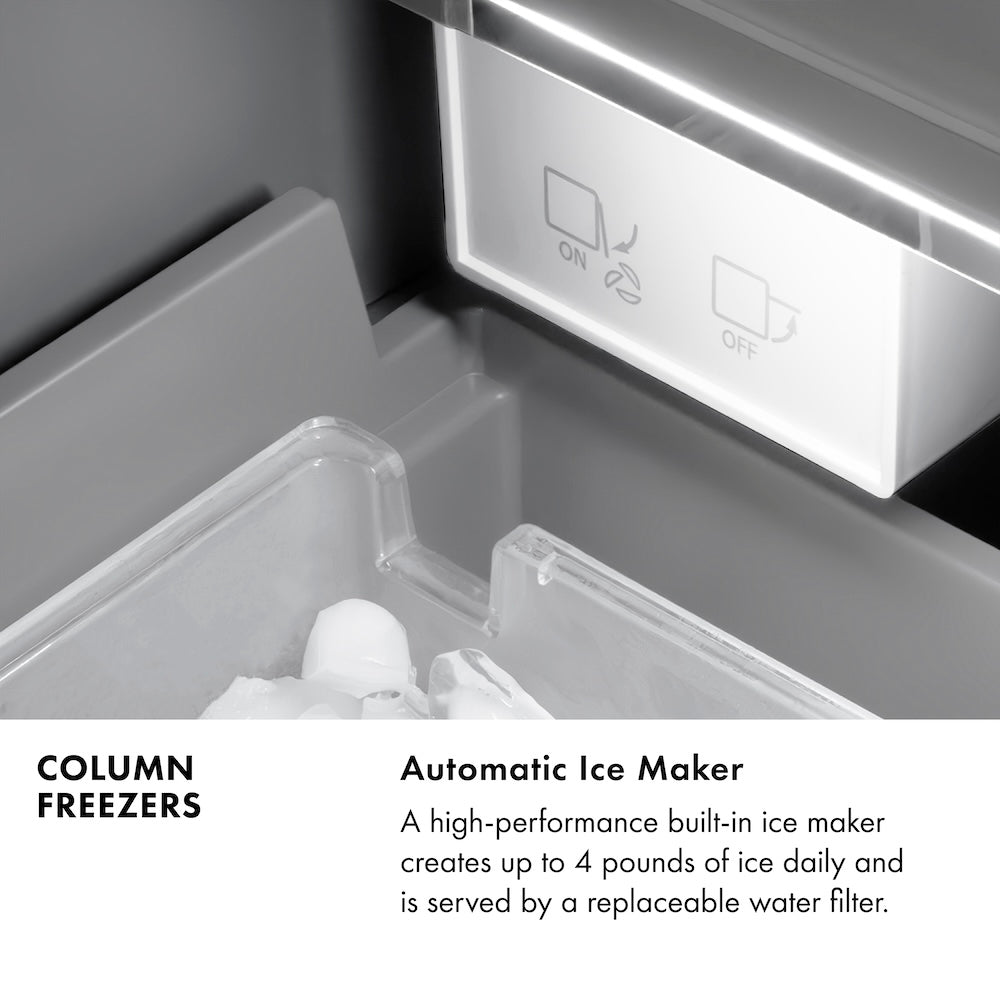 ZLINE Autograph Edition 18 Inch 8.6 cu ft Right Hinge Column Freezer - Stainless Steel with Graphite Gray Interior & Matte Black Accents (RCFVRZ SN 18 MB) | Perfect for Home Kitchen, Basement, Garage & Commercial Use