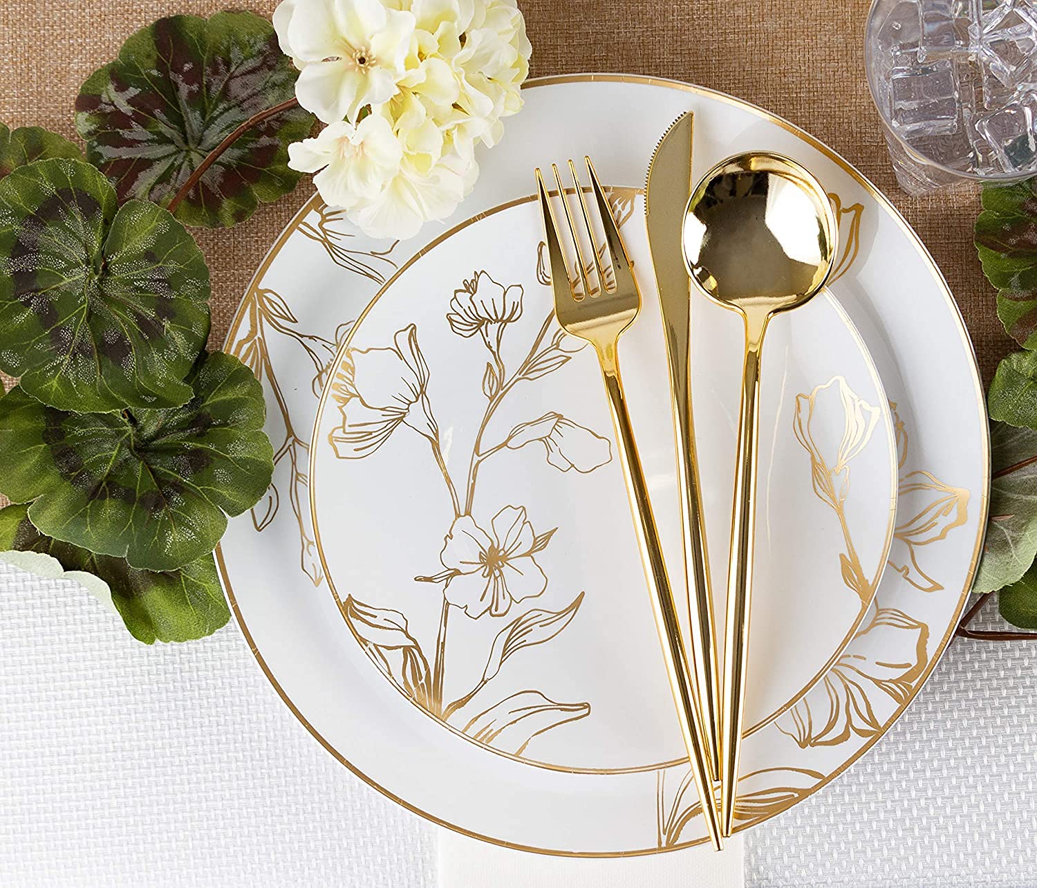 Luxury Gold Plastic Salad Forks - 64 Count Disposable Flatware Set, Elegant Modern Disposable Cutlery for Parties, Weddings & Catering | Nicole Fantini (BS2922)