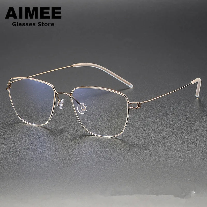 Aimee Unisex Full Rim Square Screwless Titanium Eyeglasses 7221 - Lightweight Durable Frame for Reading, Work & Fashion - Perfect for Office, School & Everyday Wear
