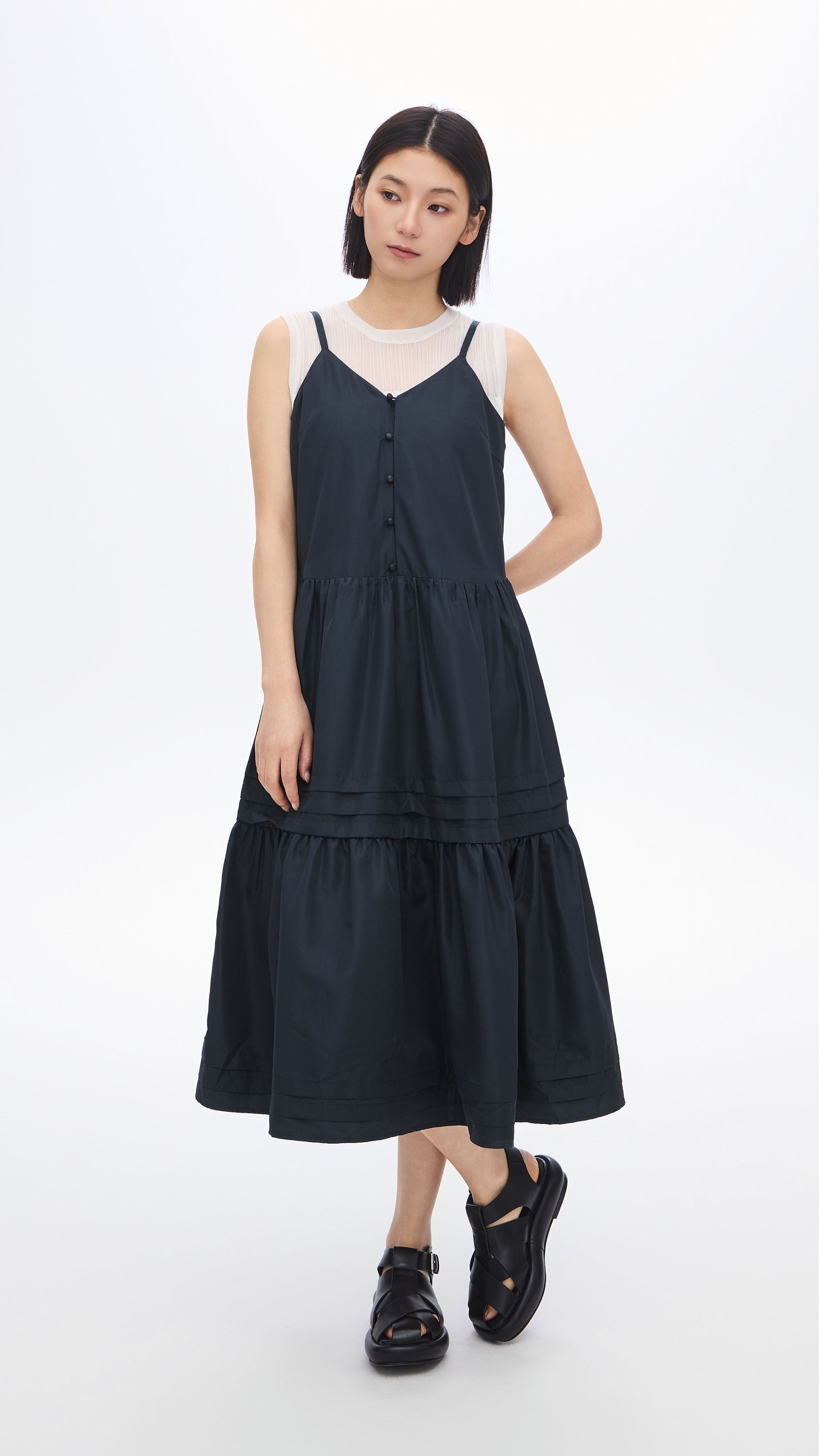 Elegant Pleated Midi Dress for Women - Flowy A-Line Skirt with Adjustable Waistband | Perfect for Weddings, Parties & Office Wear