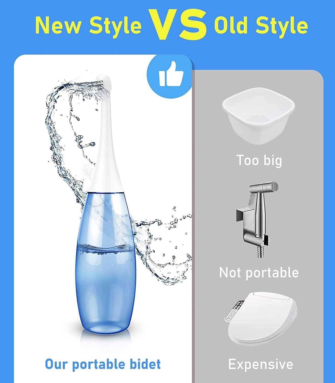 Darate Portable Bidet for Toilet - 450ml Handheld Personal Hygiene Bottle for Postpartum Care, Travel & Camping - Perfect for Outdoor Use, Road Trips & Emergency Cleanups