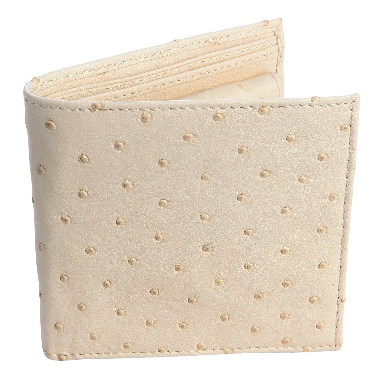 Genuine White Ostrich Skin Leather Wallet for Men - Slim Bifold RFID Blocking Luxury Wallet - Perfect for Business, Travel & Everyday Use