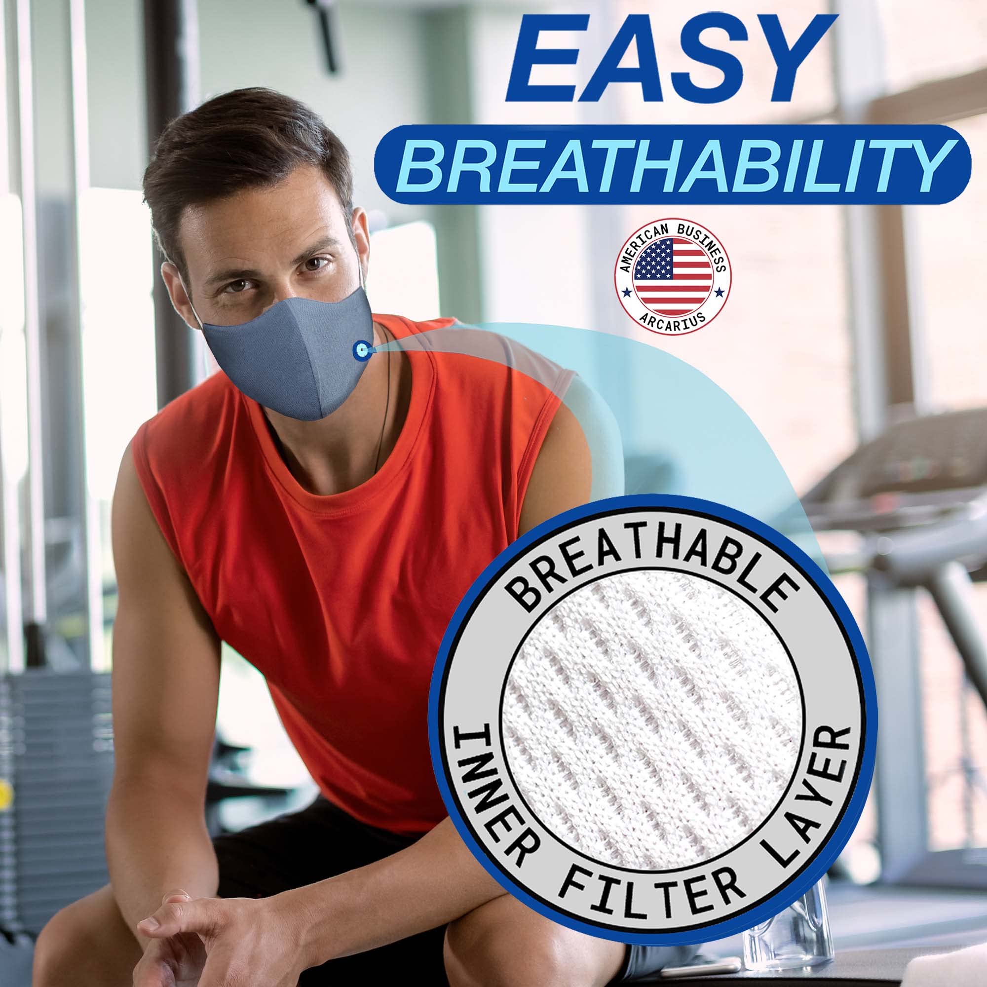 Arcarius Reusable Face Masks 3-Pack - Adjustable & Breathable for Adults & Teens | Daily Use & Travel Protection