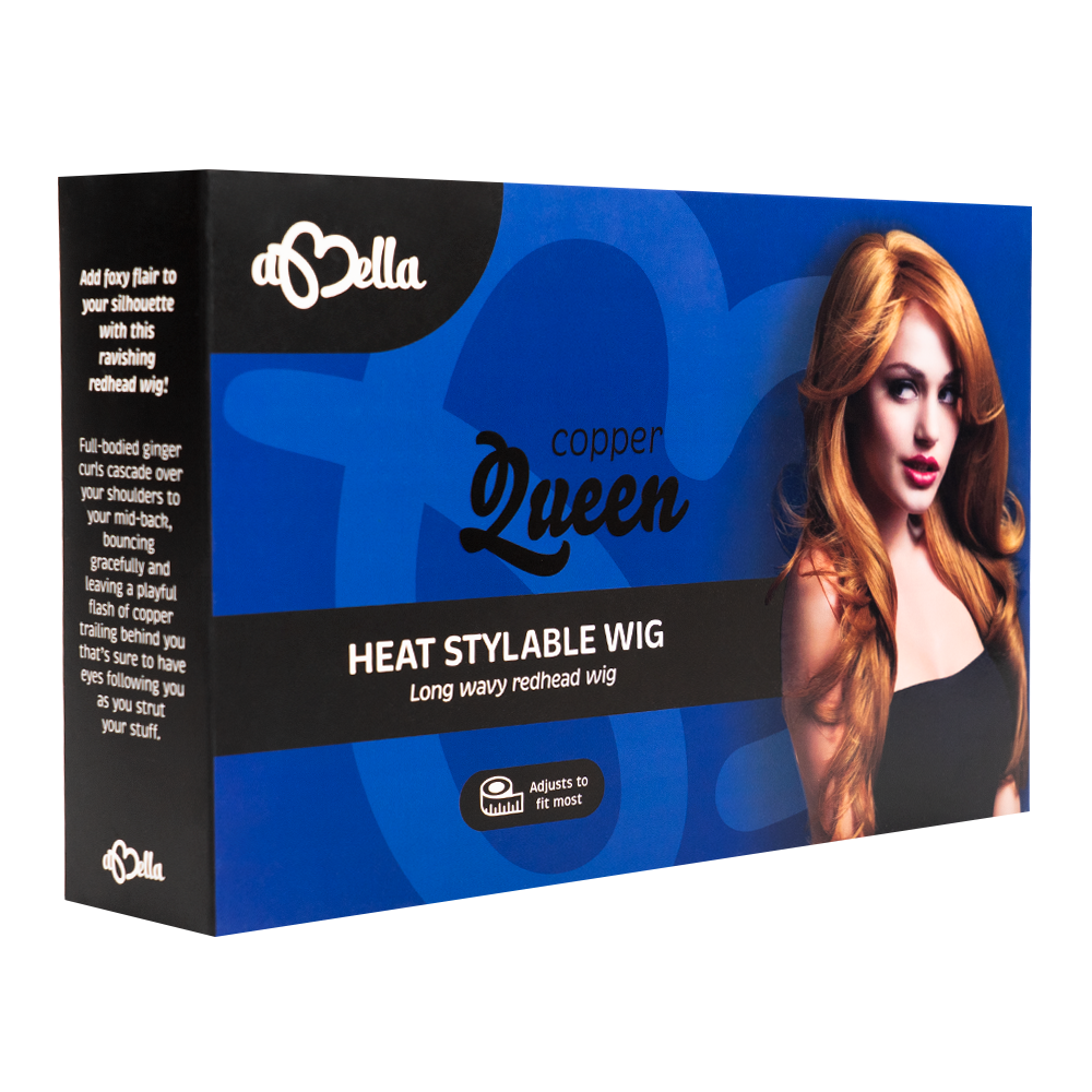 Abell'a Copper Queen 60cm Wavy Synthetic Wig - Long Curly Heat Resistant Hairpiece for Cosplay, Halloween & Daily Fashion