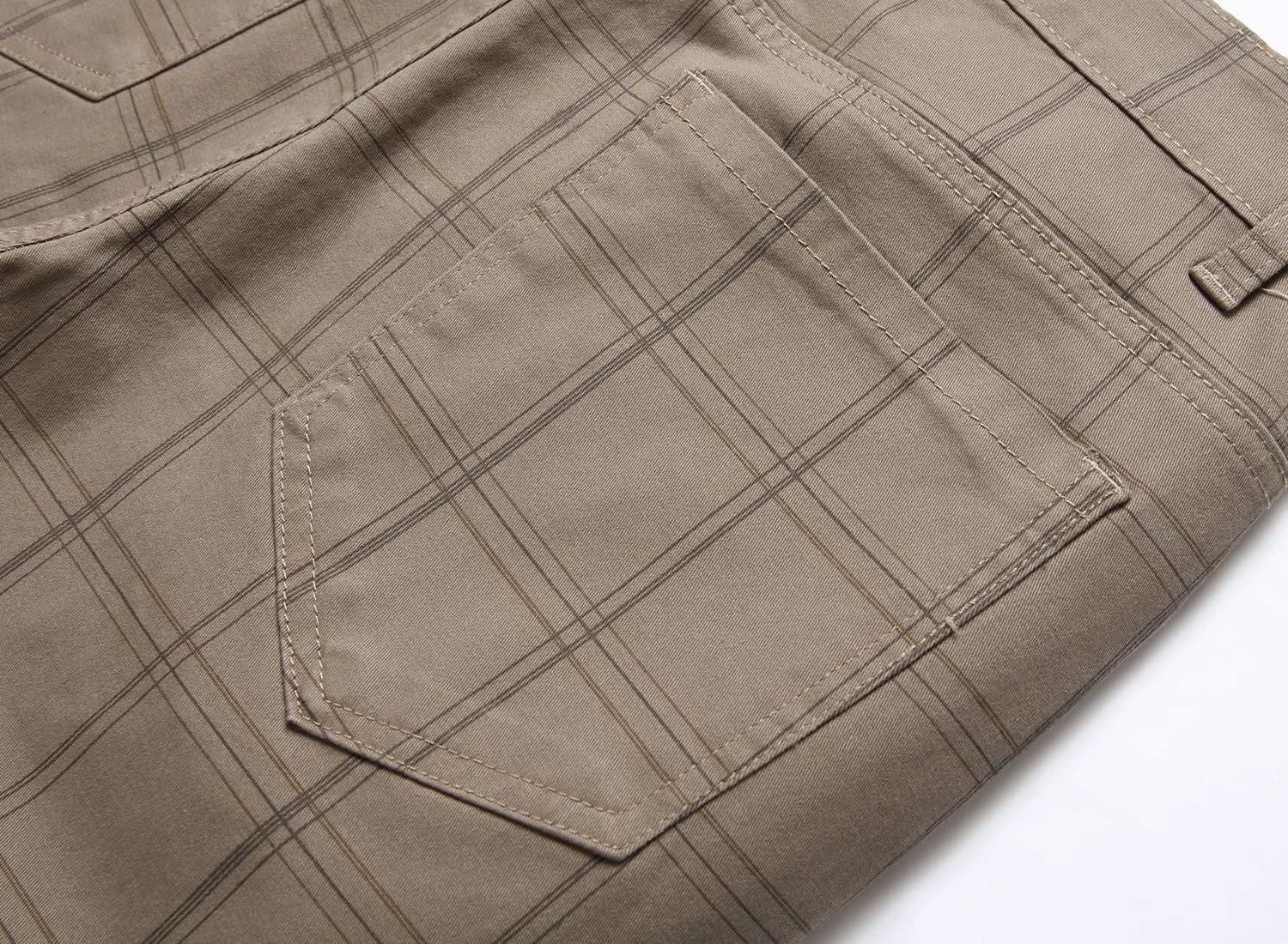 HENGAO Men's Straight Fit Plaid Chino Pants - Comfortable Casual Dress Pants for Office, Business & Everyday Wear
