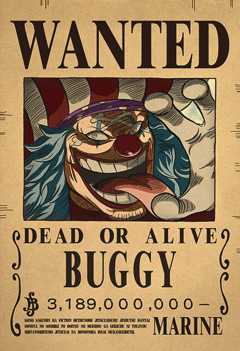 One Piece Bounty Wanted Sticker Posters - Anime Wall Decor for Bedroom, Office & Game Room - Perfect for Fans & Collectors