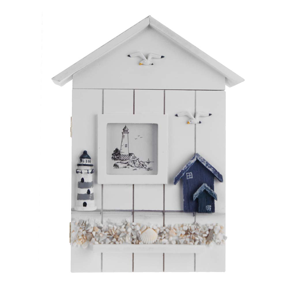 Mediterranean Key Cabinet - Wooden Wall Mounted Key Holder for Home & Office