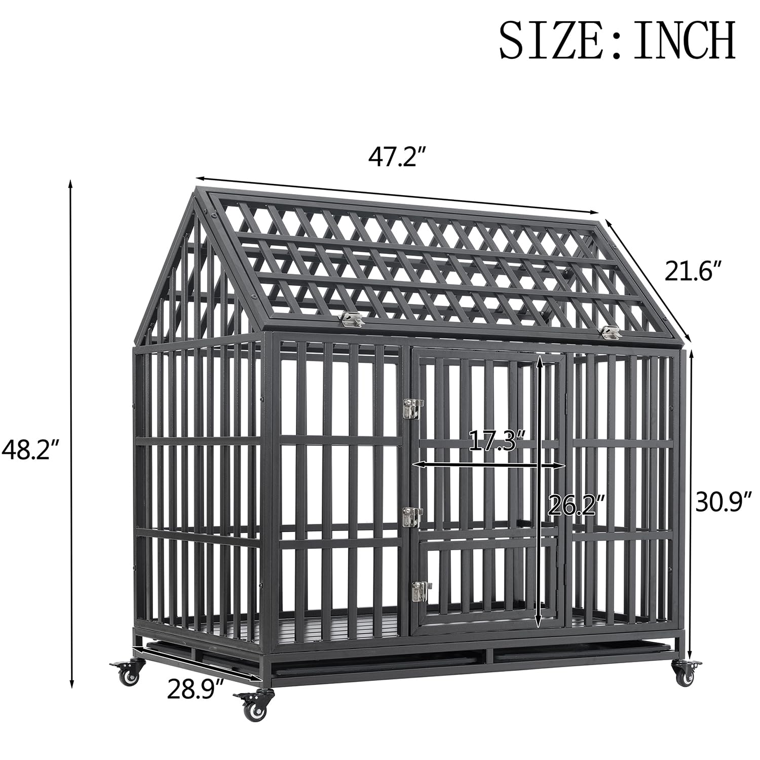 Sturdy Heavy Duty Dog Crate Kennel - Large 47'' Metal Cage for Small Medium & Large Dogs | Escape-Proof Design with Removable Tray | Easy Assembly Indoor/Outdoor Pet Playpen for Home, Travel & Training (Black)