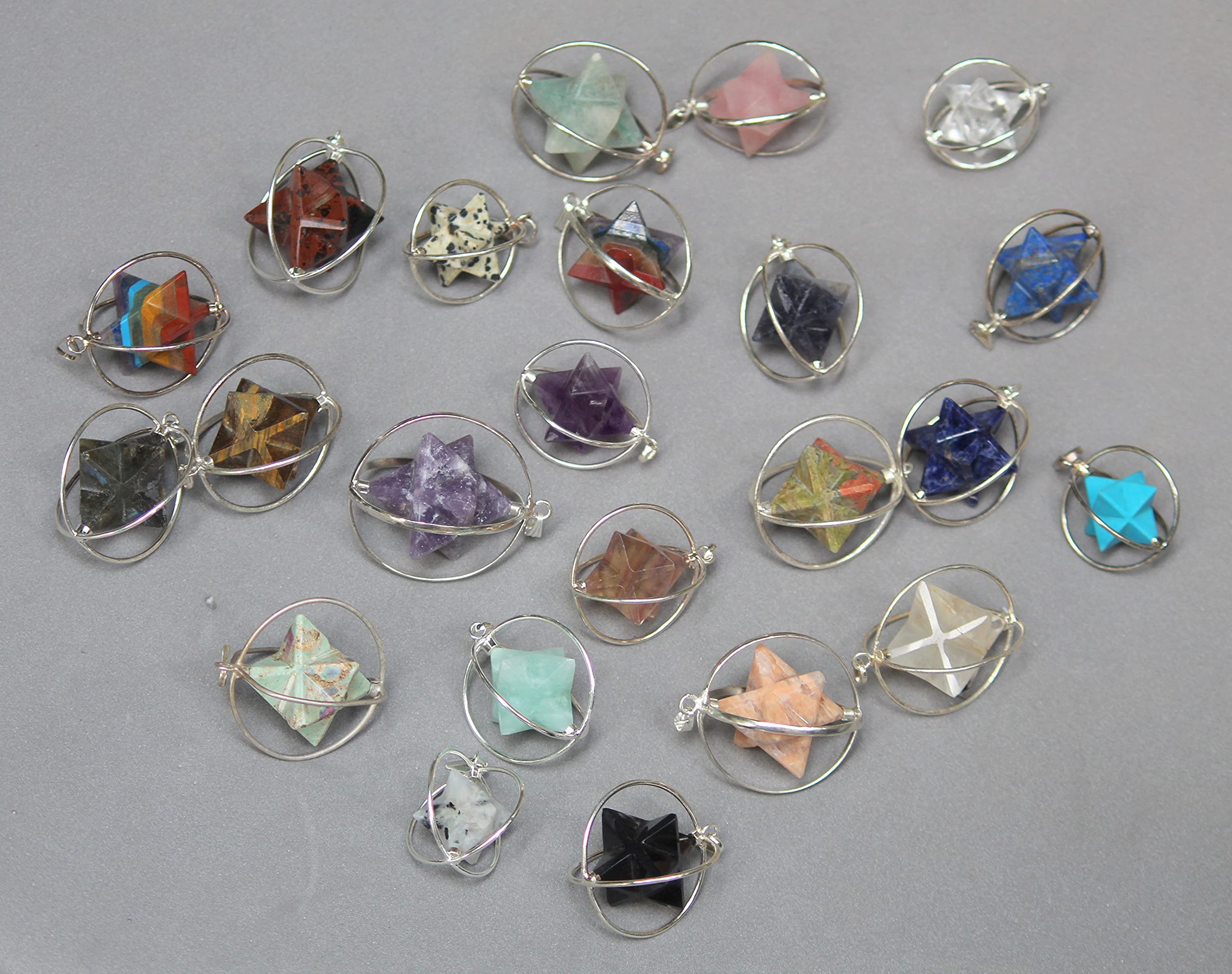 Authentic Spinning Merkaba Pendant Necklace - 1.5 to 1.8 Inch Healing Chakra Jewelry for Women & Men - Natural Stone Meditation Amulet for Energy Balancing & Spiritual Protection