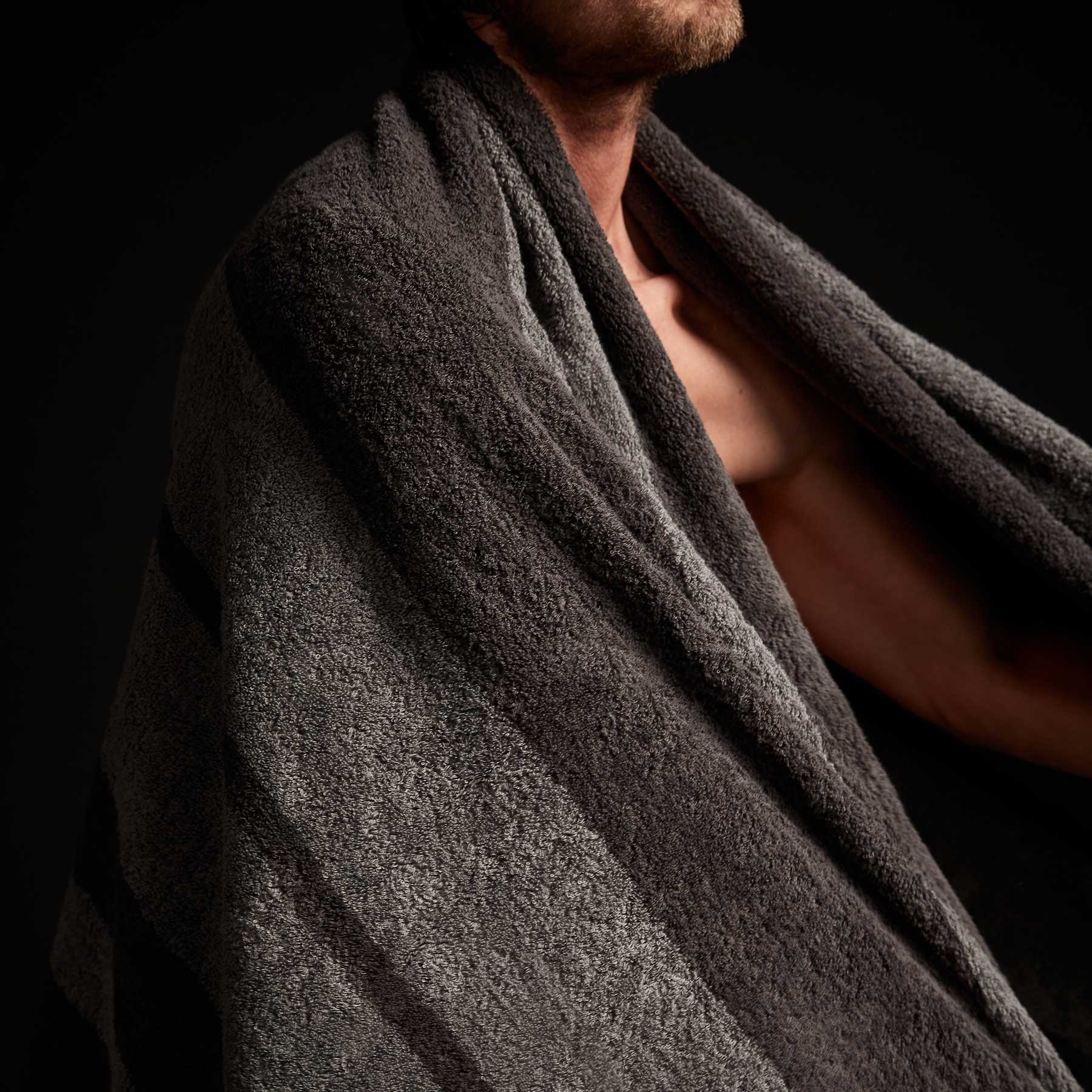 Premium Wide Stripe Beach Towel - Slate & Raccoon Grey - Soft, Quick-Dry & Oversized for Pool, Sand & Sunbathing