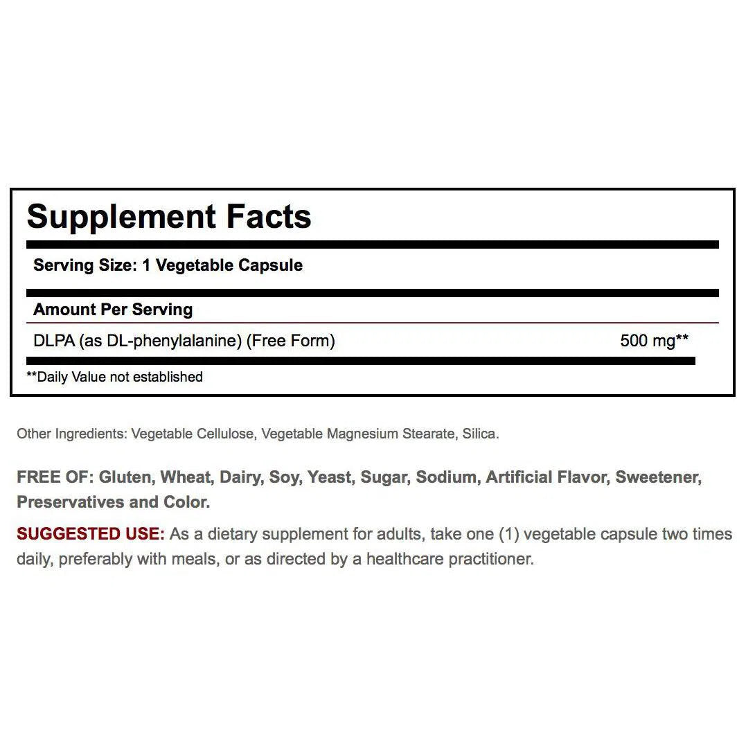 Solgar DLPA 500 mg Supplement - Phenylalanine Amino Acid for Mood Support & Pain Relief - Vegan Capsules for Stress Management & Wellness - Perfect for Daily Health Routine & Active Lifestyle