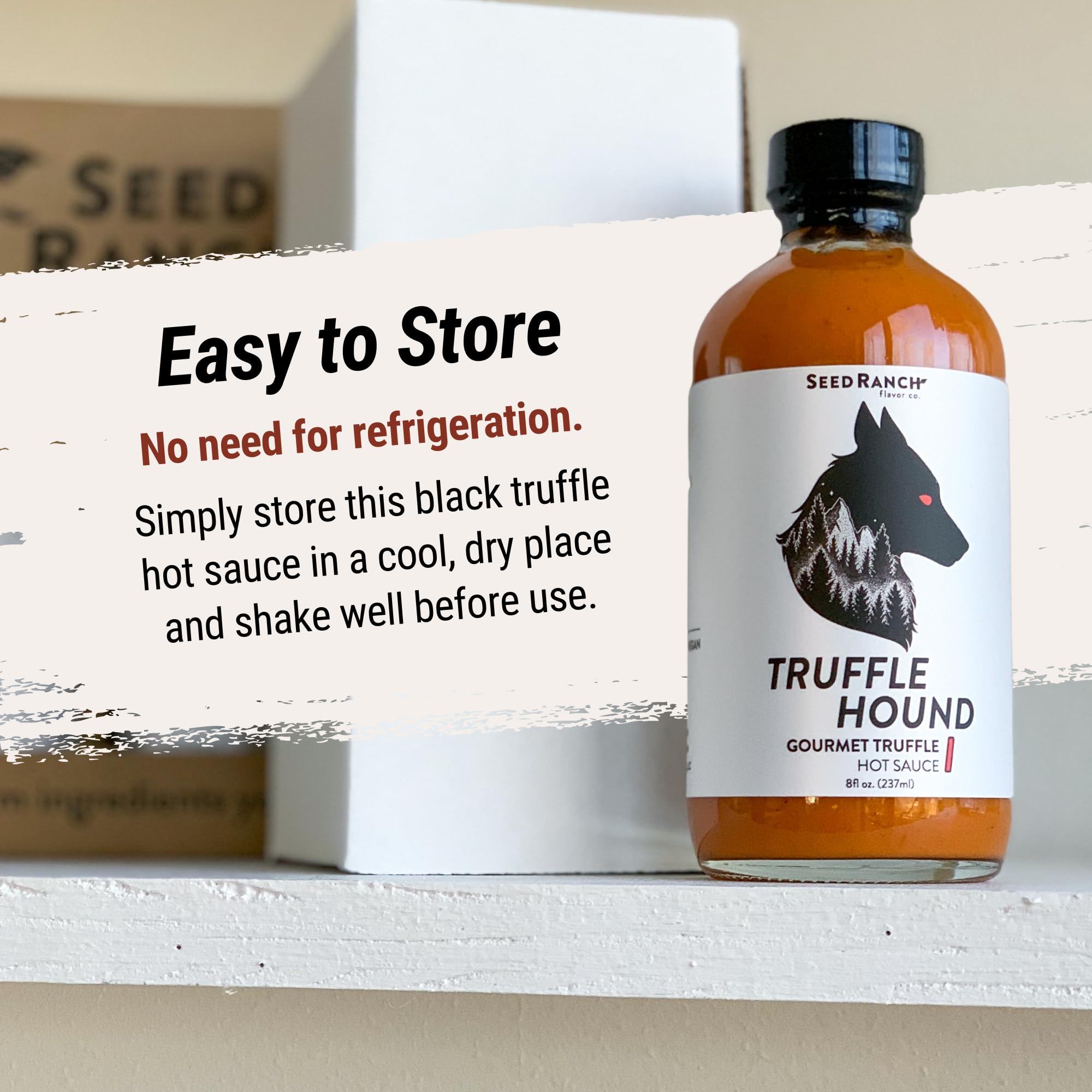 Seed Ranch Gourmet Truffle Hound Hot Sauce - Medium Heat Spicy Truffle Sauce with Chile de Arbol, Ghost Pepper & Garlic - Vegan, Non-GMO Hot Sauce for Pasta, Pizza, Wings & Burgers - Perfect for Cooking, Grilling & Dipping