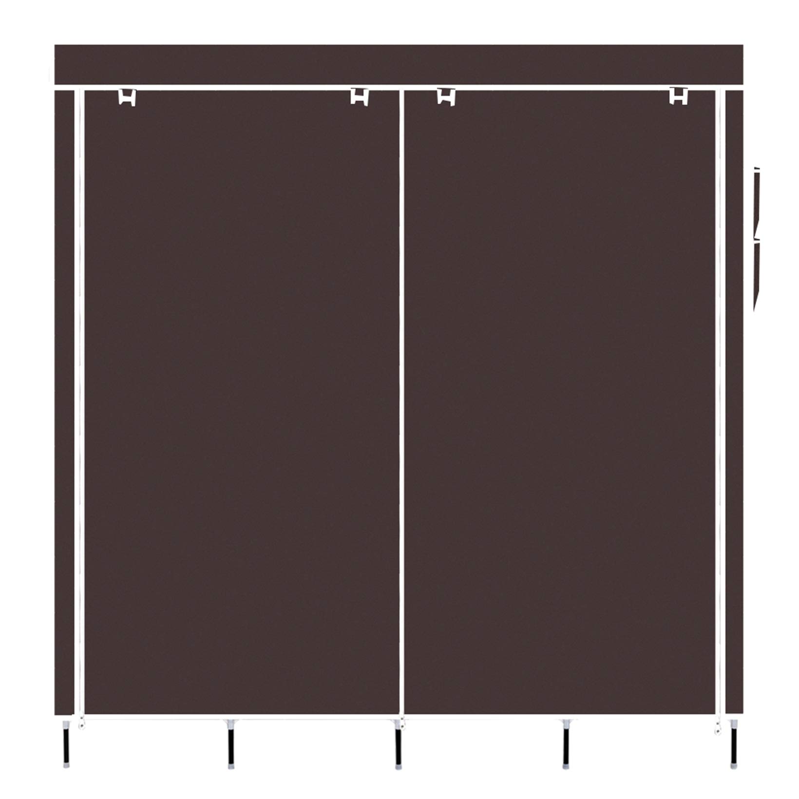 DZMARK 67 Inch Portable Wardrobe Closet with 12 Shelves & 4 Side Pockets - Dark Brown Clothes Storage Organizer for Bedroom, Closet, Dorm Room, and Apartment