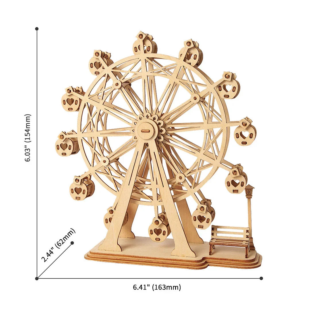 Rolife Ferris Wheel DIY Model Kit - 3D Wooden Puzzle for Adults & Teens - Fun Craft Project for Home Decor, Gifts & Relaxation - Perfect for Birthday, Christmas & Stress Relief Activities