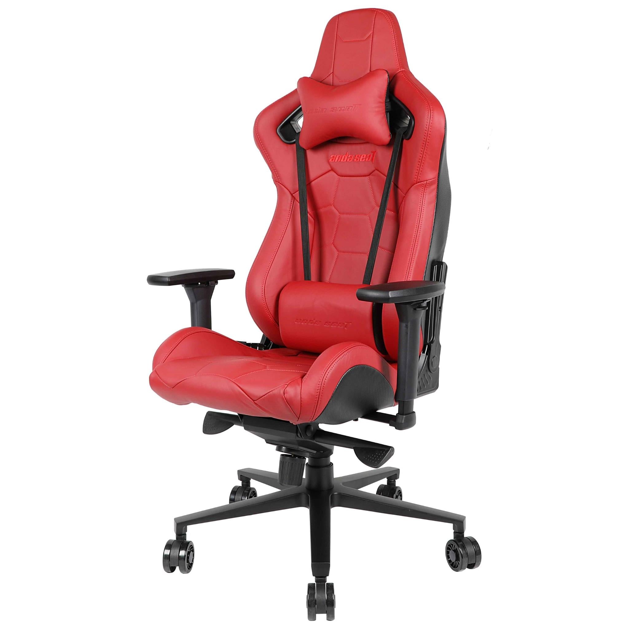 Anda Seat Dracula Napa Leather Gaming Chair - Ergonomic Office & Racing Style Computer Chair with Lumbar Support for PC & Console Gamers (Red) - Perfect for Gaming, Streaming & Home Office Workspace