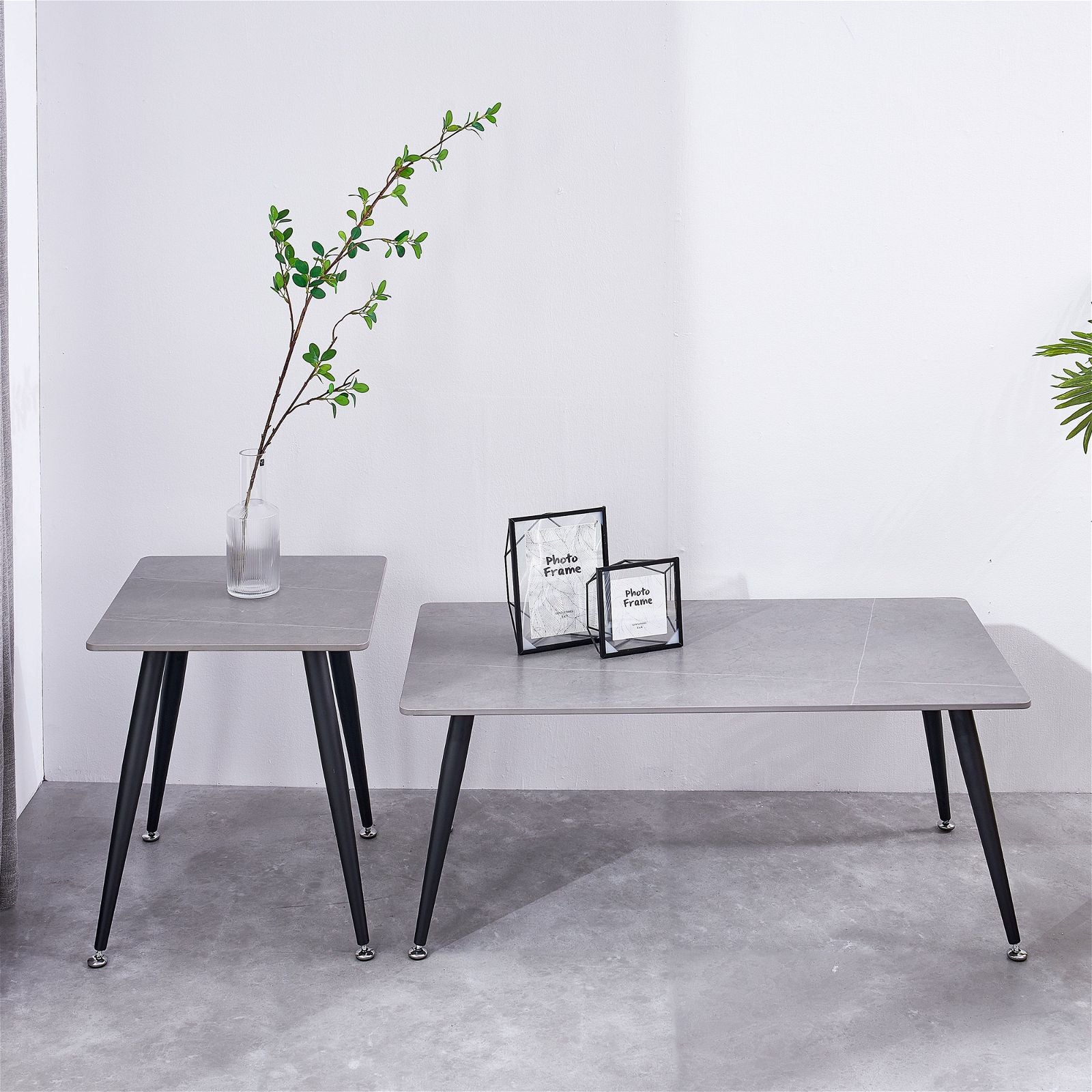 Criterionâ¢ Modern Grey Sintered Stone End Table with Sturdy Metal Legs - Perfect for Living Room, Bedroom or Office Side Table