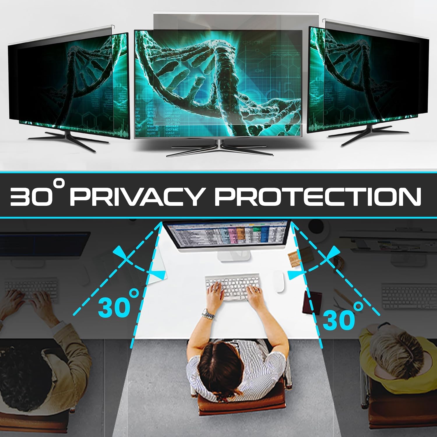 EZ-Pro 2-Pack Privacy Screen Protector for 32 Inch Computer Monitor - Anti Blue Light, Anti-Glare, Easy Installation (17.3