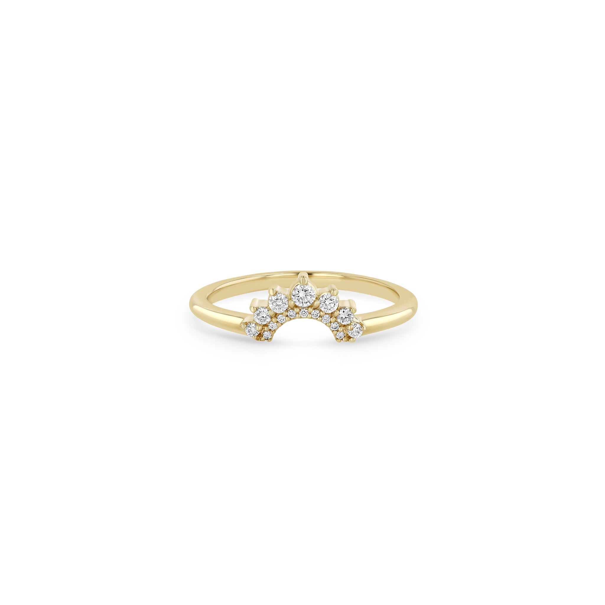 14K Gold Graduated Prong Diamond & Pavé Double Arch Ring - Elegant Stackable Wedding Band for Bridal Jewelry & Anniversary Gifts