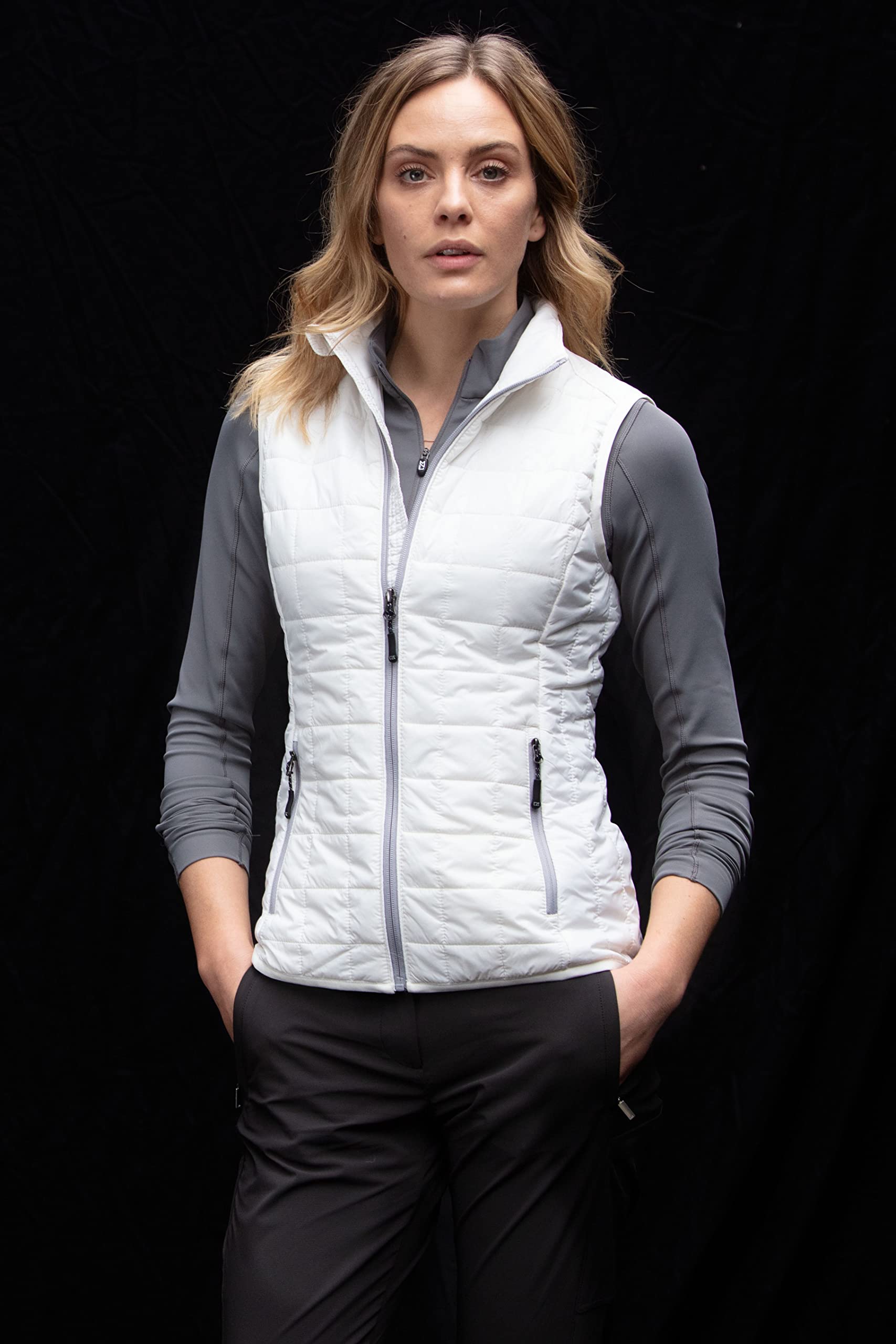 Cutter & Buck Rainier Primaloft Women's Eco-Friendly Insulated Full Zip Puffer Vest - Lightweight Warm Winter Jacket for Outdoor Hiking & Casual Wear