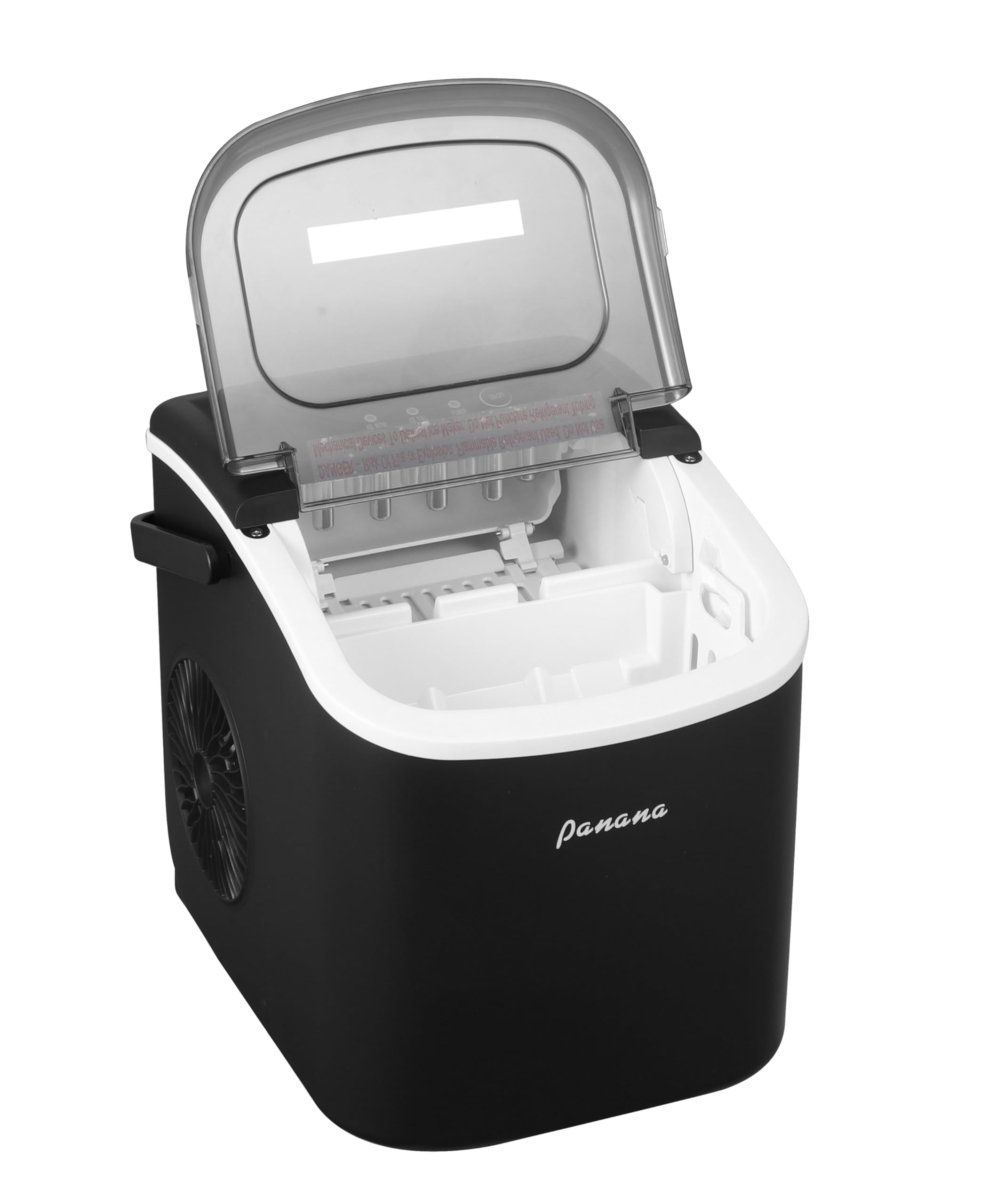 Panana Countertop Ice Maker Machine - Portable Automatic Ice Cube Maker for Home, Office & Parties - Makes 9 Ice Cubes in 7 Minutes - Low Noise Operation with Handle, Scoop & Basket (Black) - Perfect for Cocktails, Iced Coffee & Outdoor Events