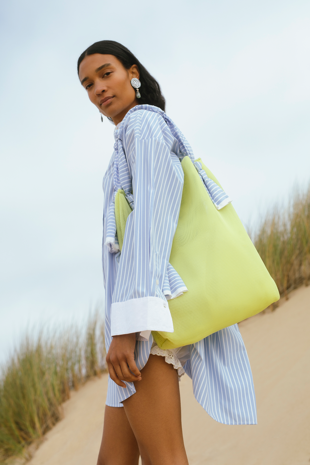 Mesh Net Tote Bag - Highlighter Yellow Waterproof Beach Tote for Women - Perfect for Pool, Beach, Travel & Shopping