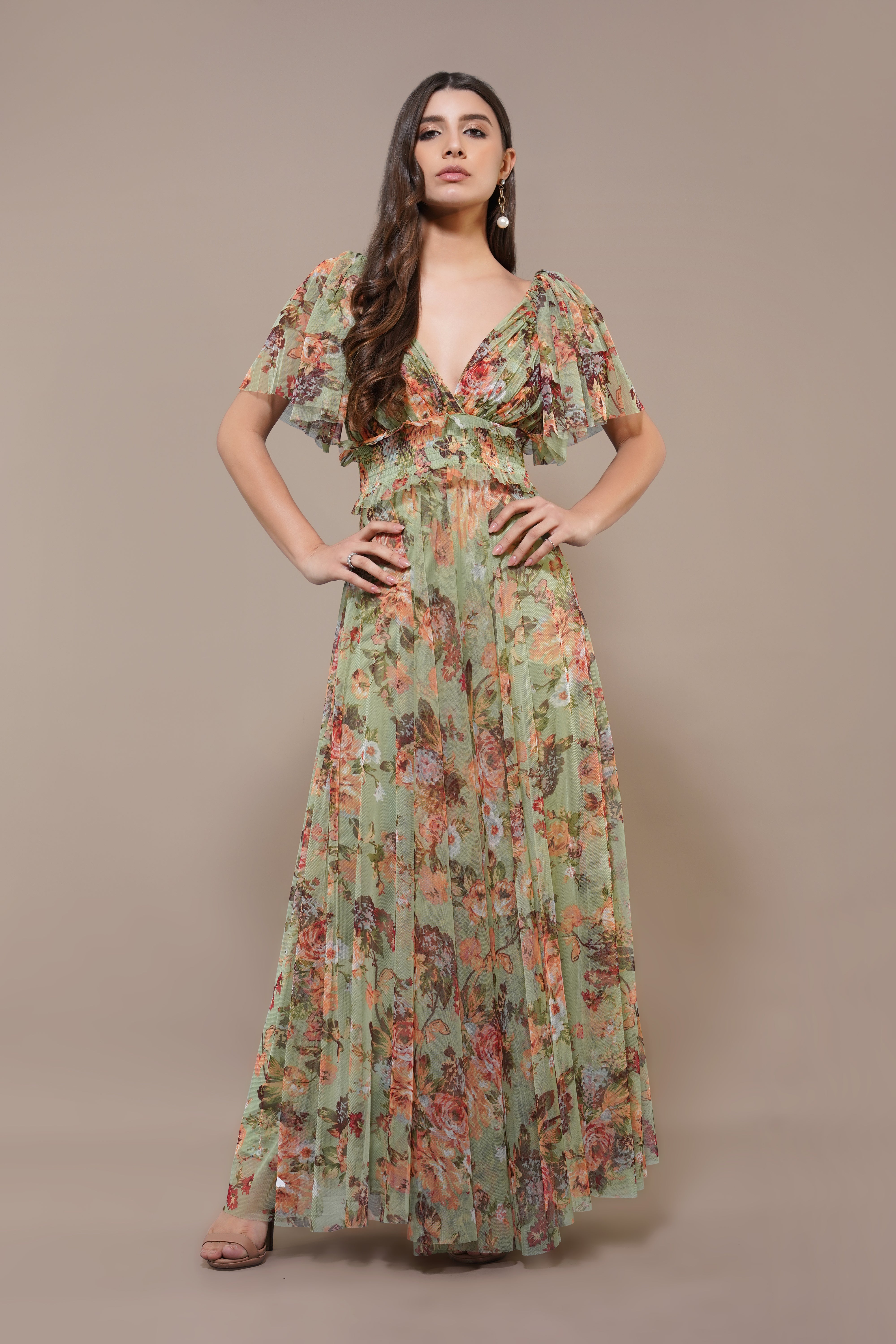 Light Green Floral Shelby Maxi Dress - Elegant Summer Beach Wedding & Vacation Outfit