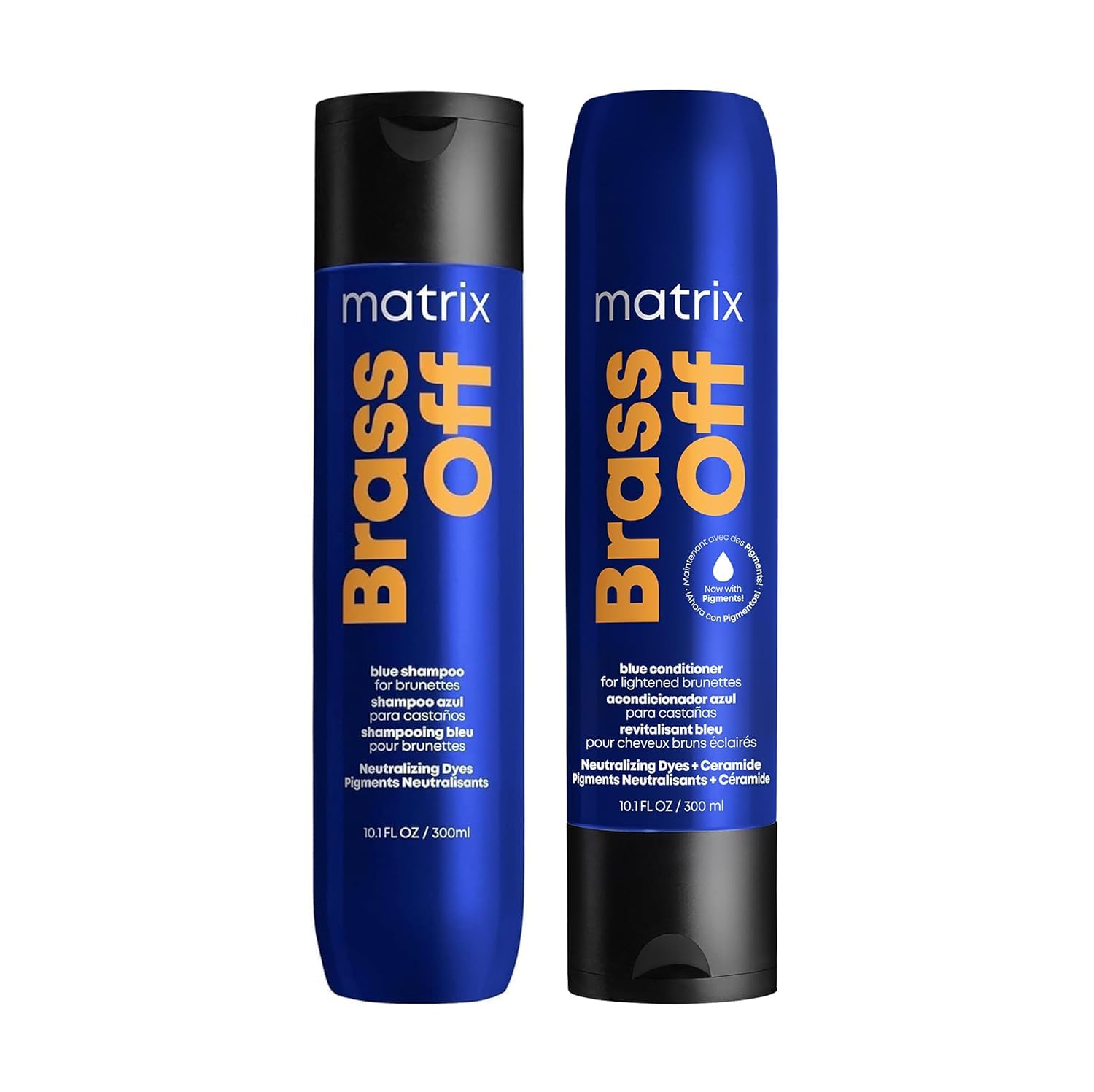 MATRIX Brass Off Blue Shampoo & Conditioner Set - Neutralizes Brassy Orange Tones for Color-Treated & Lightened Brunette Hair | Vegan, Sulfate-Free Salon Formula | Perfect for Blonde, Gray & Highlighted Hair Maintenance