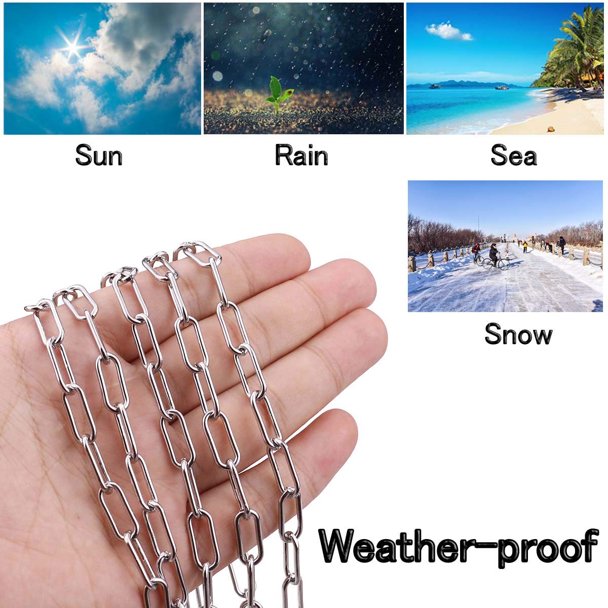 Lsqurel 13ft Stainless Steel Chain - 1/8in Light Duty Metal Link Chain for Hanging, Camping & Outdoor Use | Durable Utility Jack Chain for Home, Garden & DIY Projects (1/8in-13ft)