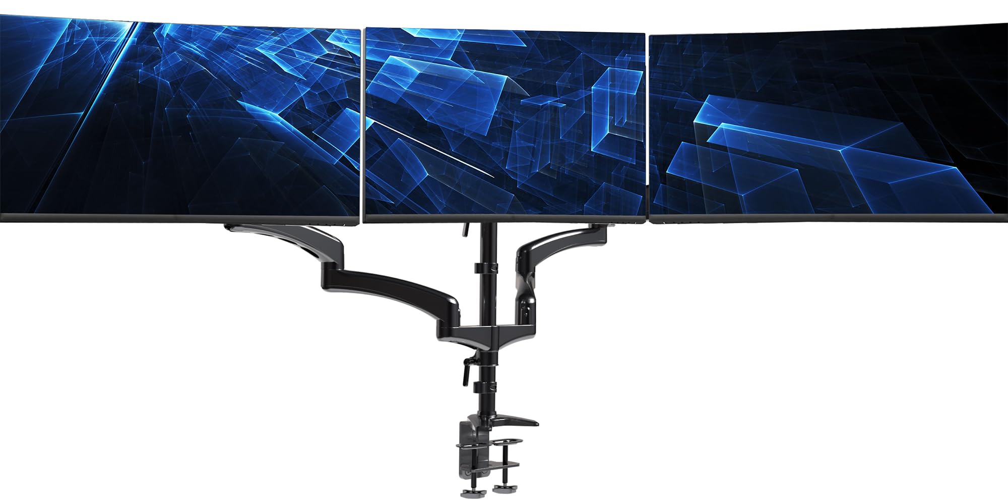 VIVO Triple Monitor Stand for 3 Screens up to 32 inches, Heavy Duty Fully Adjustable Desk Mount with C-Clamp and Grommet Base - Black (STAND-V300G) | Perfect for Home Office, Gaming Setup, and Multi-Screen Workstations