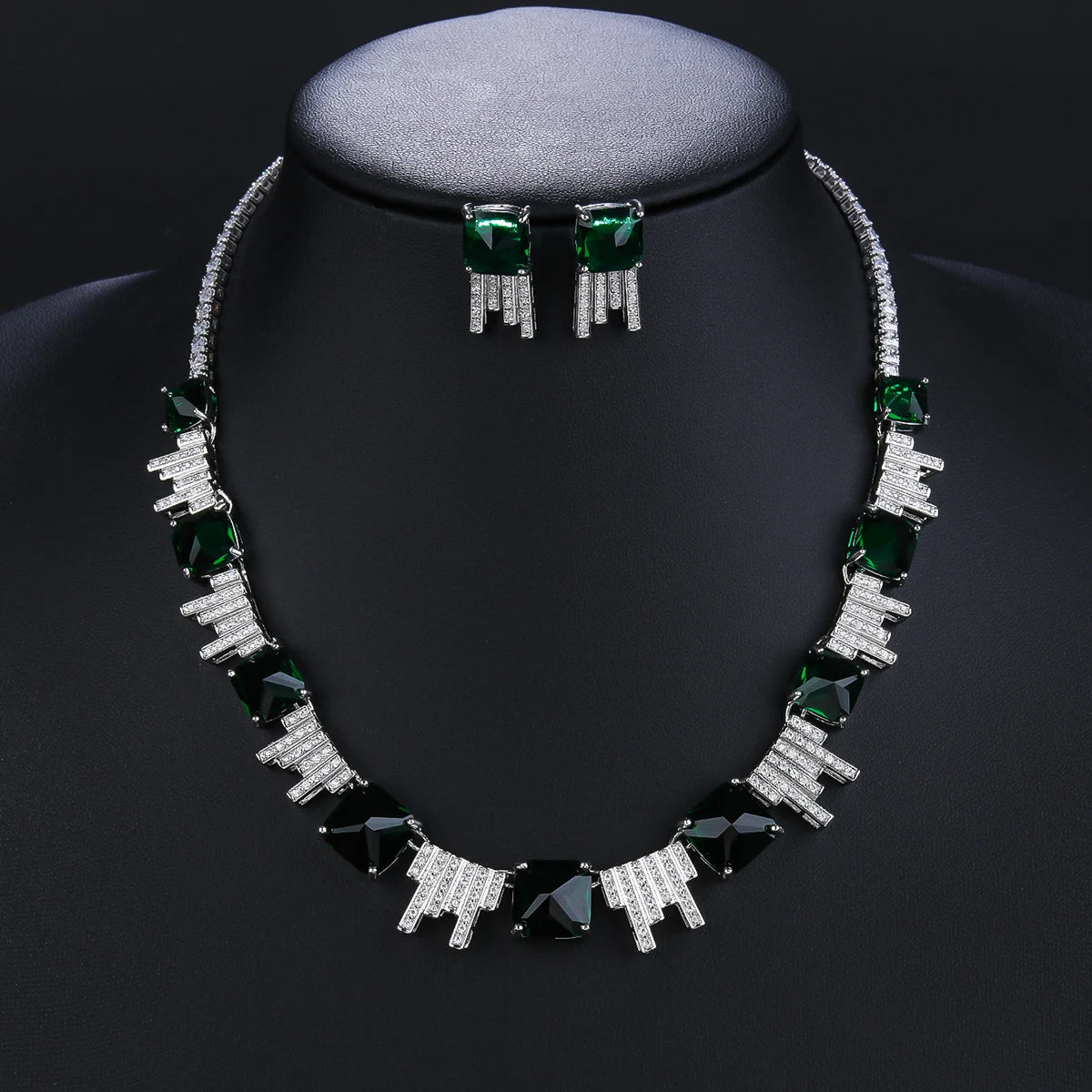 4 Colors Zirconia Necklace & Earrings Set - Elegant Bridal Wedding Jewelry for Women | Perfect for Weddings, Parties, and Special Occasions