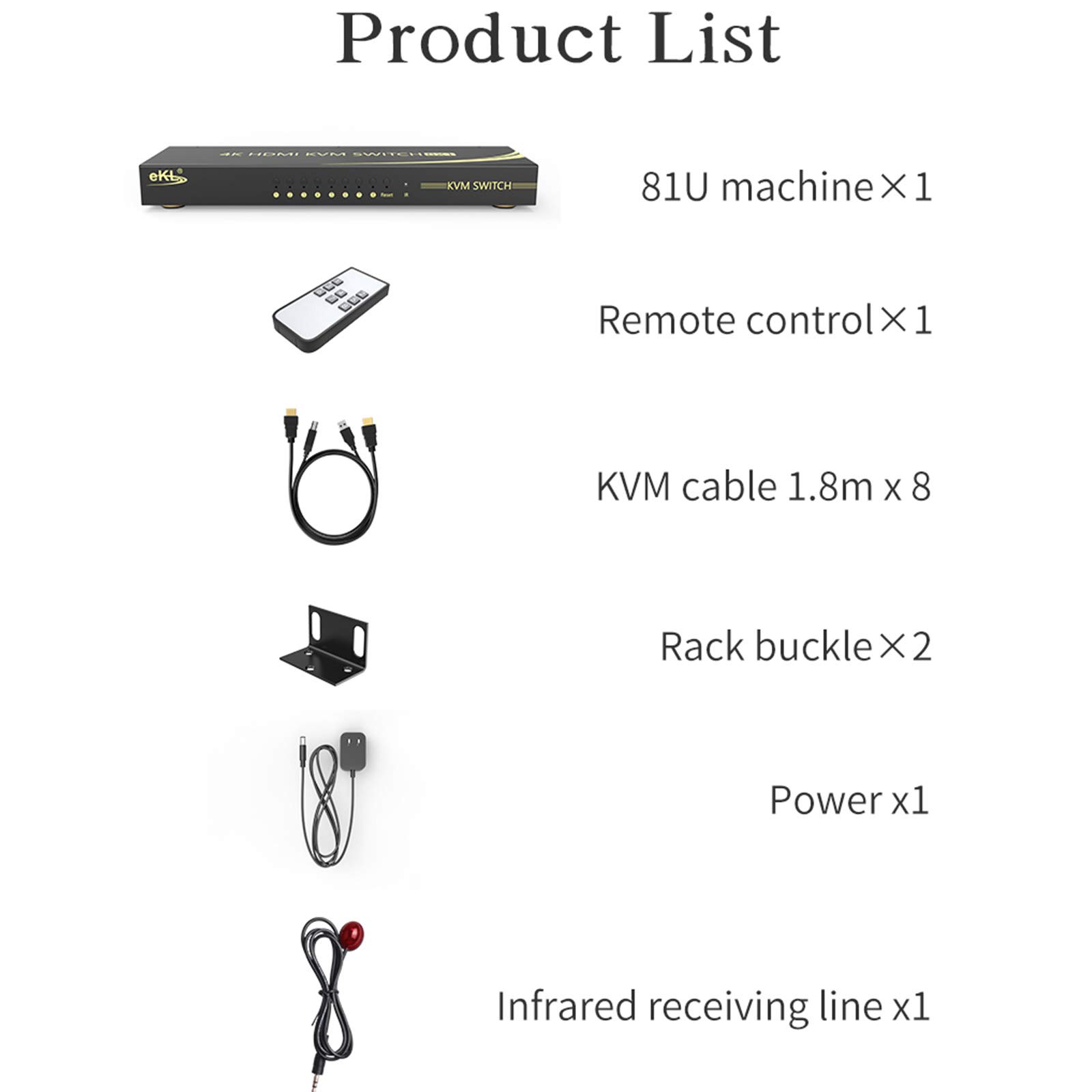 Huasion 8 Port HDMI KVM Switch v2.0 - 4K@60Hz 4:4:4 1080p 3D Support, Hotkey Switching | 8-in-1 Out for Sharing Keyboard & Mouse Among 8 PCs | Perfect for Home Office, Gaming Setup & Multi-Computer Workstations