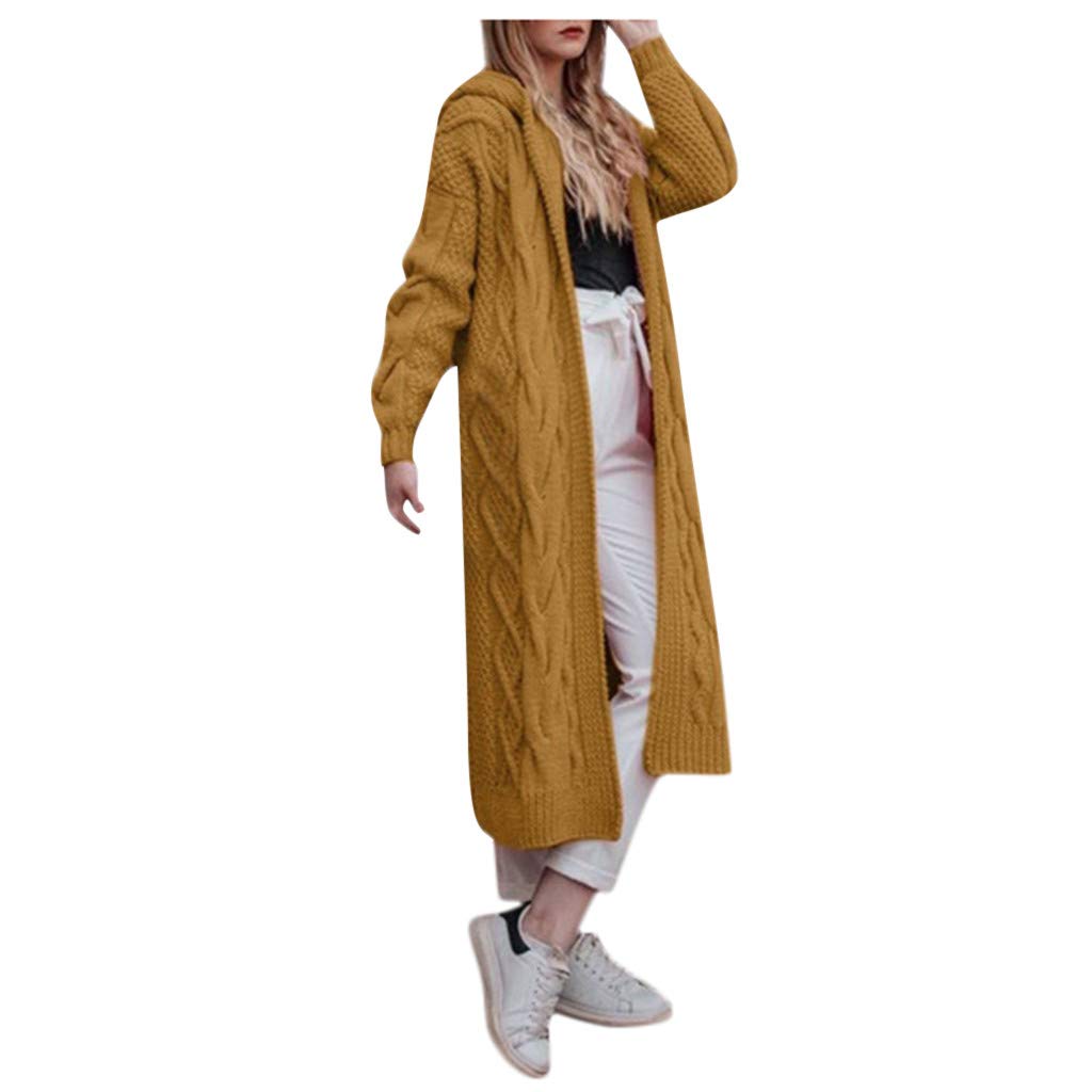 Vedolay Women's Open Front Long Sleeve Striped Lightweight Hooded Knit Cardigan with Pockets - Cozy Fall & Winter Sweater for Casual Outfits, Office Wear and Layering