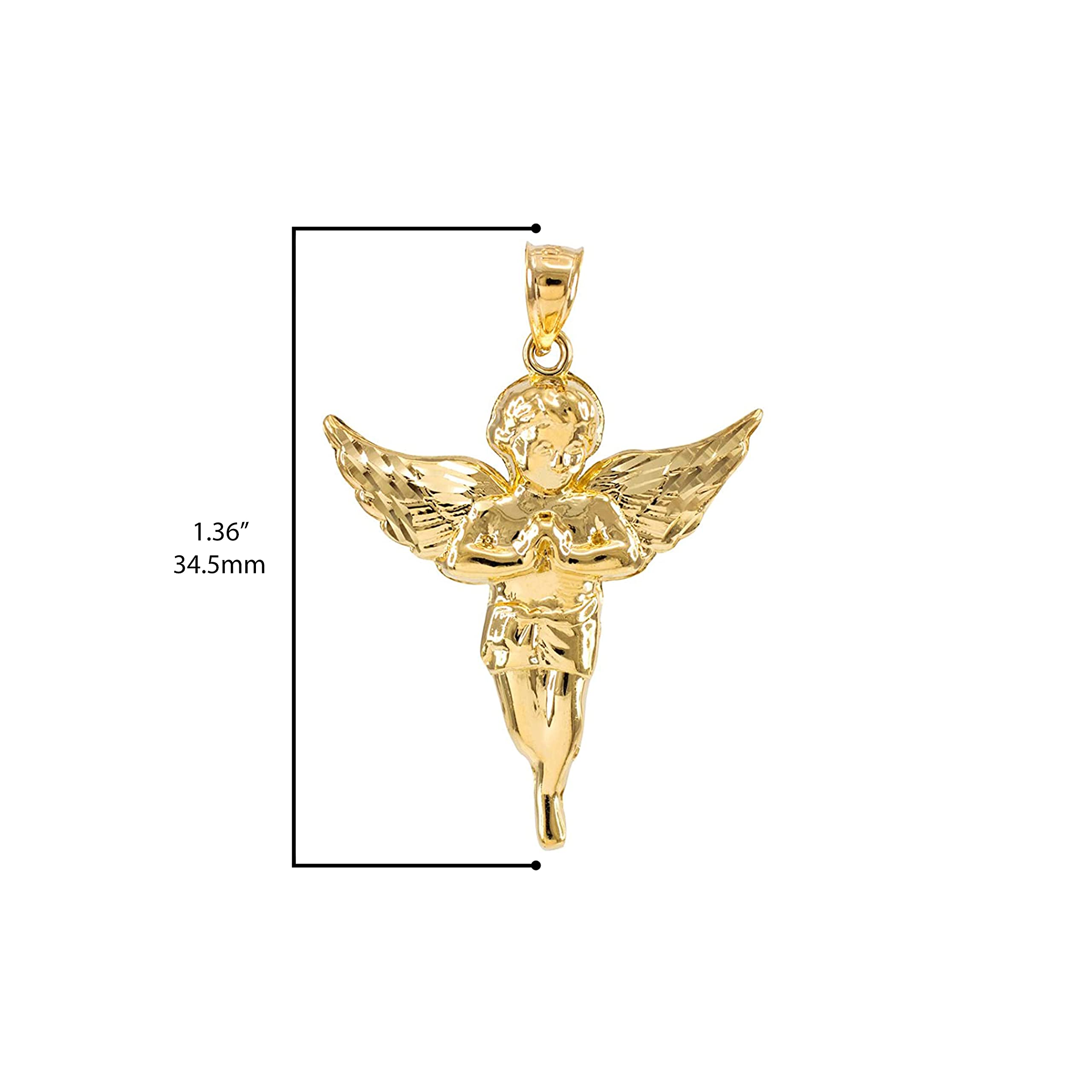 10K Yellow Gold Angel Heavenly Guardian Pendant Charm - 3 Sizes (Small, Medium, Large) - Perfect for Gifts, Baptism, First Communion & Spiritual Protection Jewelry