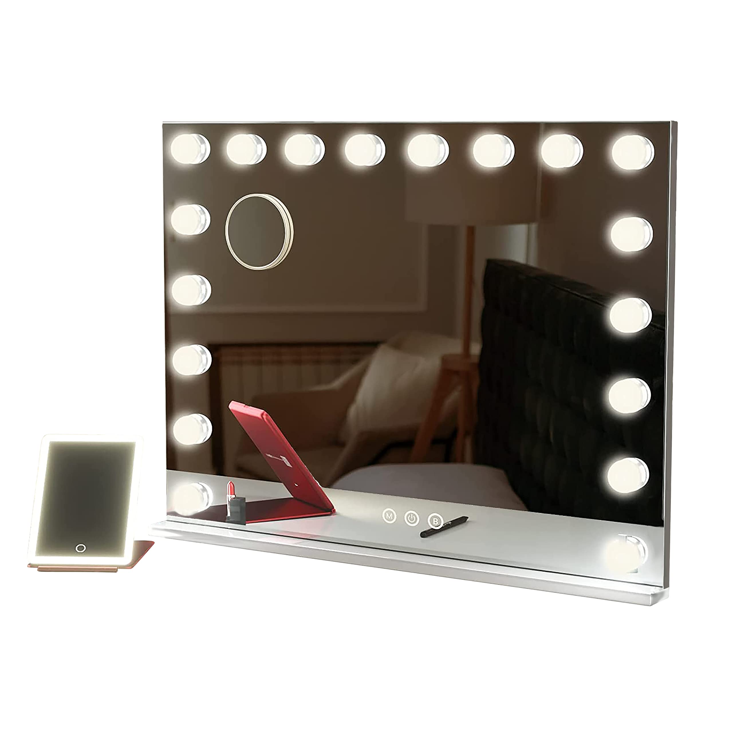 Hollywood Makeup Mirror with Lights - 18 Dimmable LED Bulbs, Vanity Mirror for Dressing Room & Bedroom, Tabletop or Wall Mounted Metal Frame (31.5x23.6 Inches) - Perfect for Makeup Application, Skincare Routine, and Home Decor
