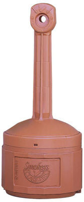 4 Gallon Plastic Outdoor Ashtray - Terra Cotta Color Large Capacity Cigarette Receptacle for Patio, Deck, Poolside & Smoking Areas