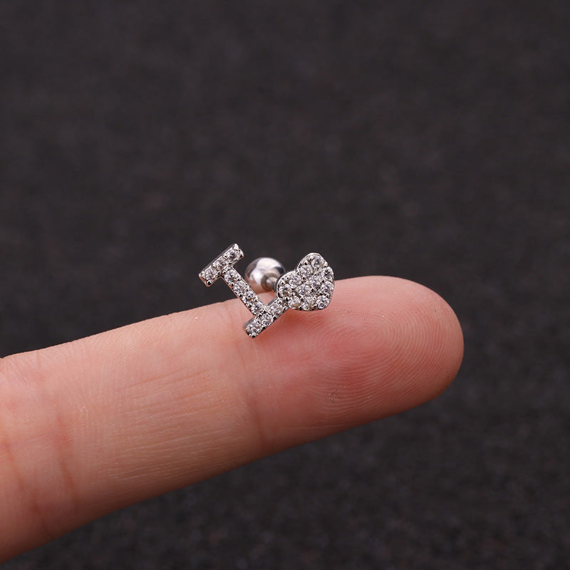 16G Heart Stud Love Conch Upper Ear Piercing Studs - HSPJ1915 | Dainty Cartilage Earrings for Women, Perfect for Everyday Wear & Special Occasions