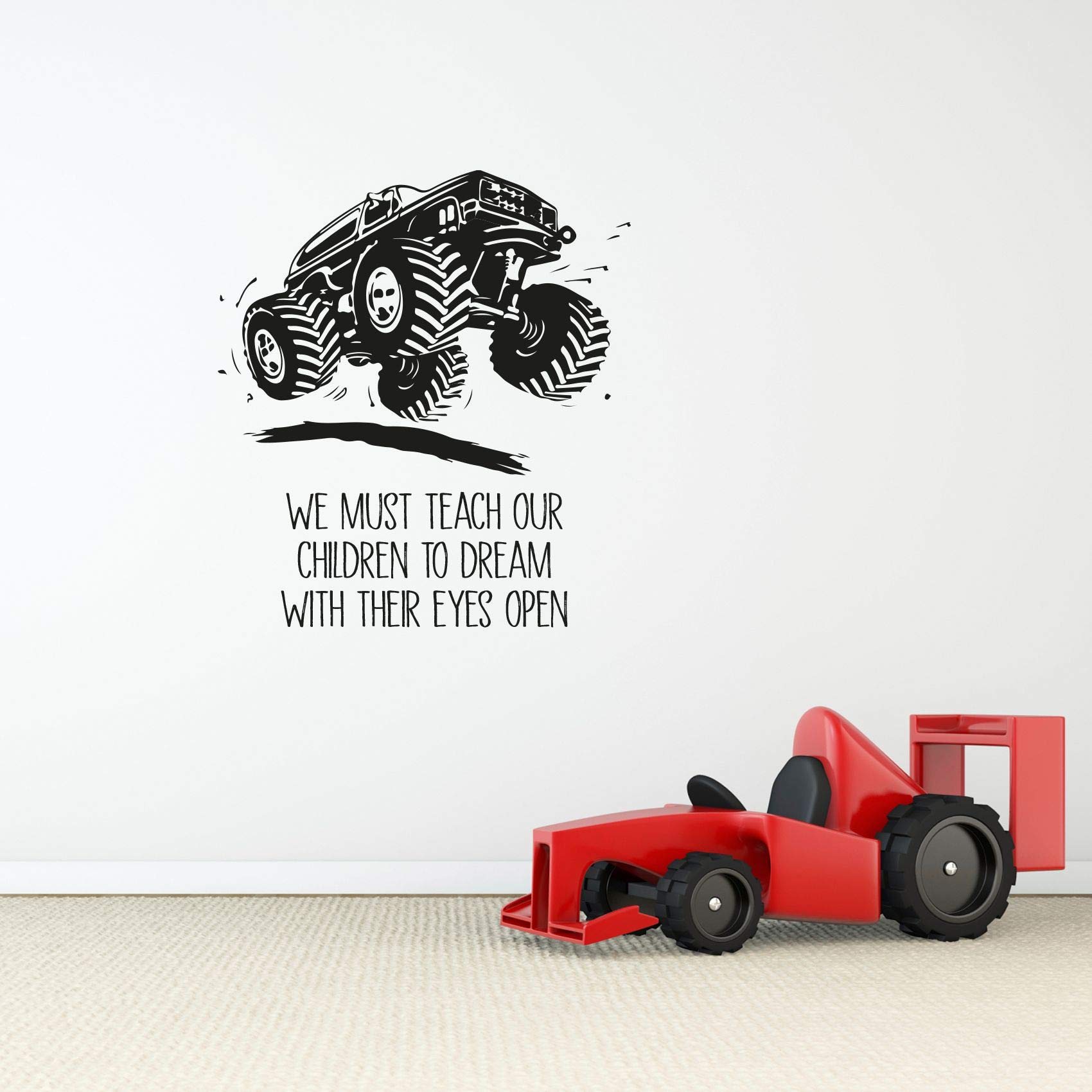 Monster Truck Wall Decals for Kids - 10x8 Inch Vinyl Stickers, Fun Room Decor for Boys & Girls Bedroom, Nursery, Kindergarten - Easy Peel & Stick Home Art